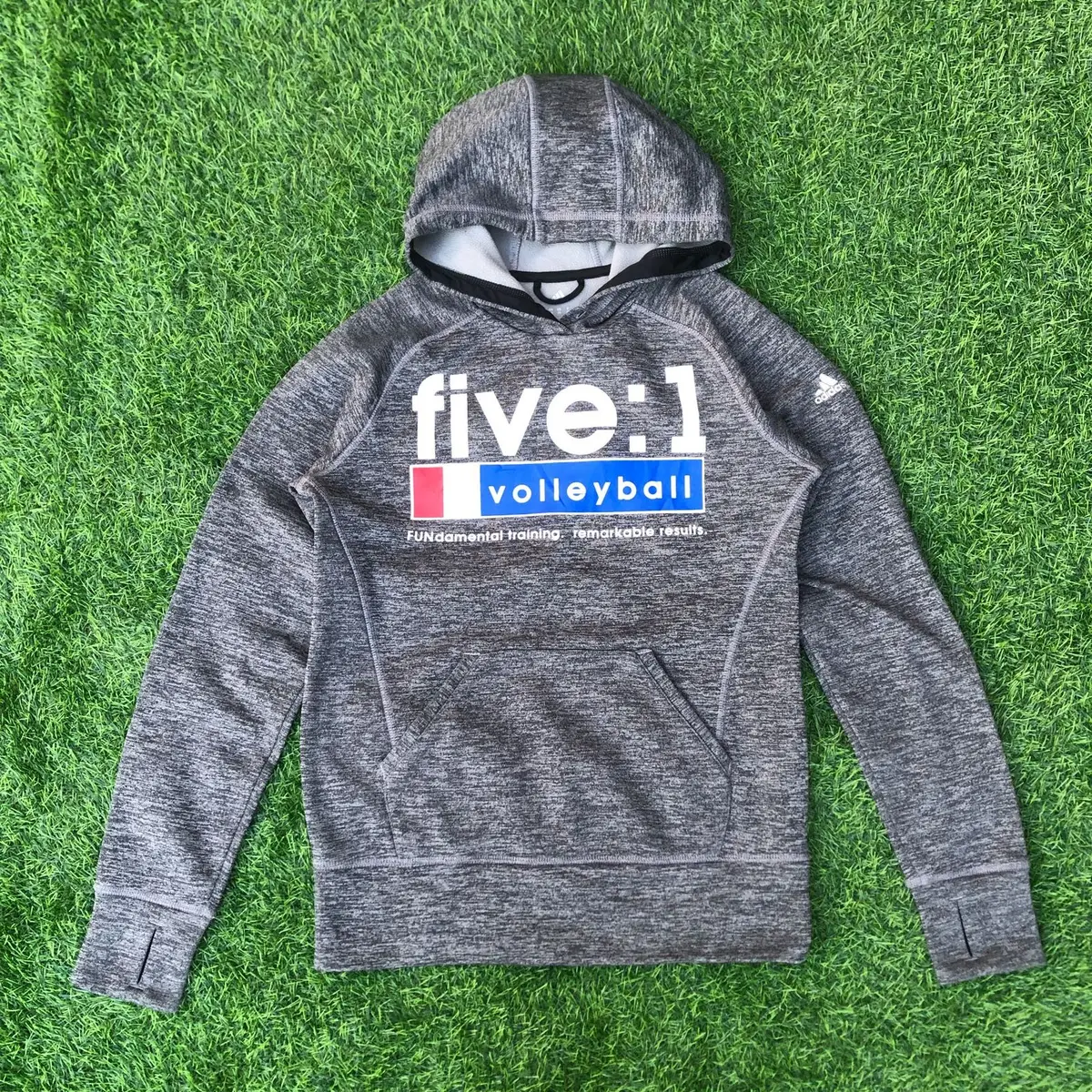 Adidas Grey Heathered Volleyball Graphic Hoodie