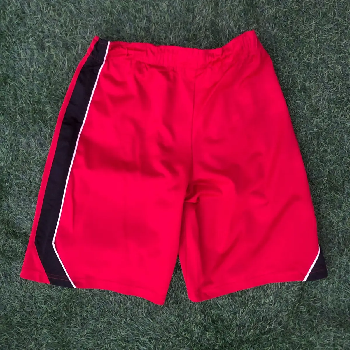 Nike Red Athletic Shorts with Black Side Panels