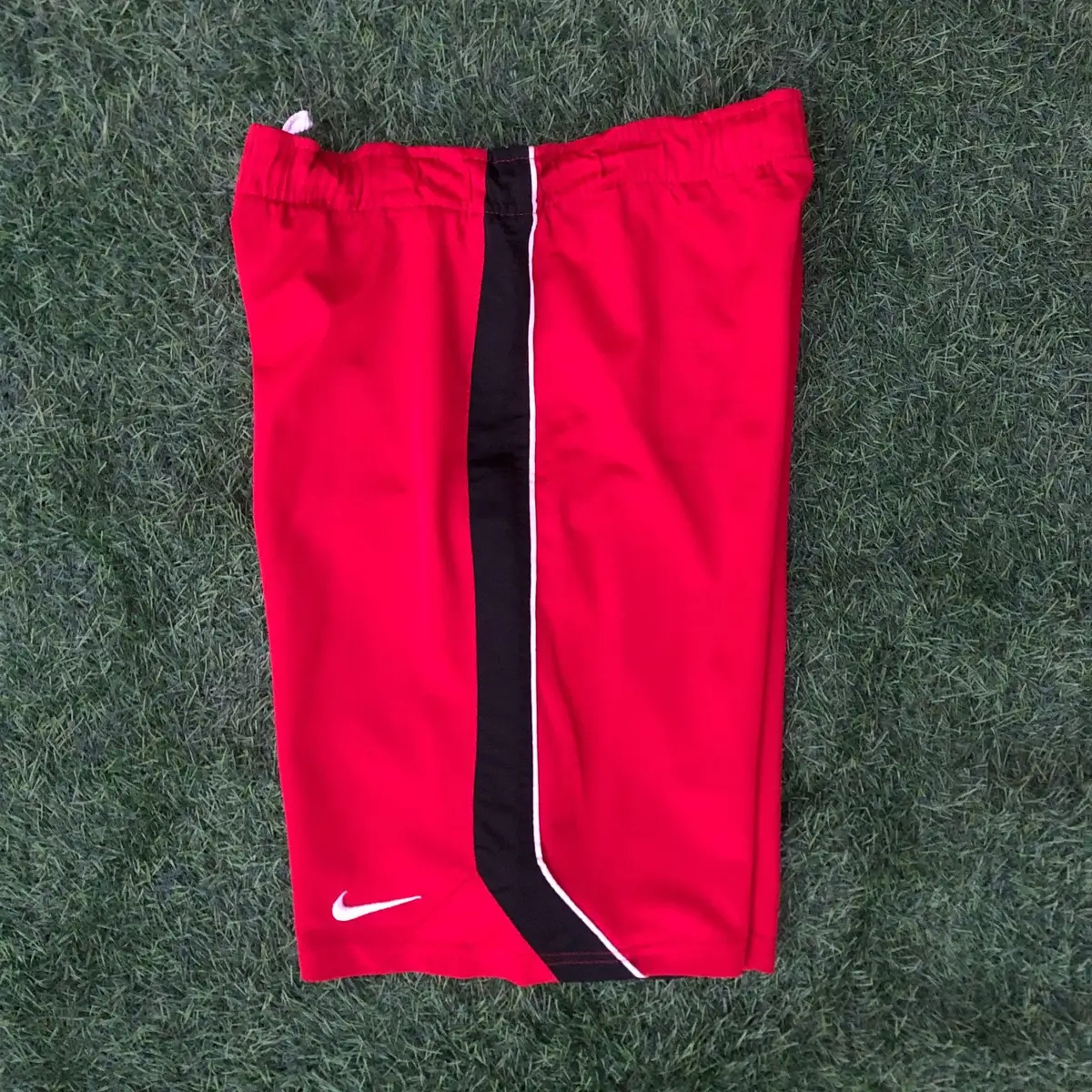Nike Red Athletic Shorts with Black Side Panels