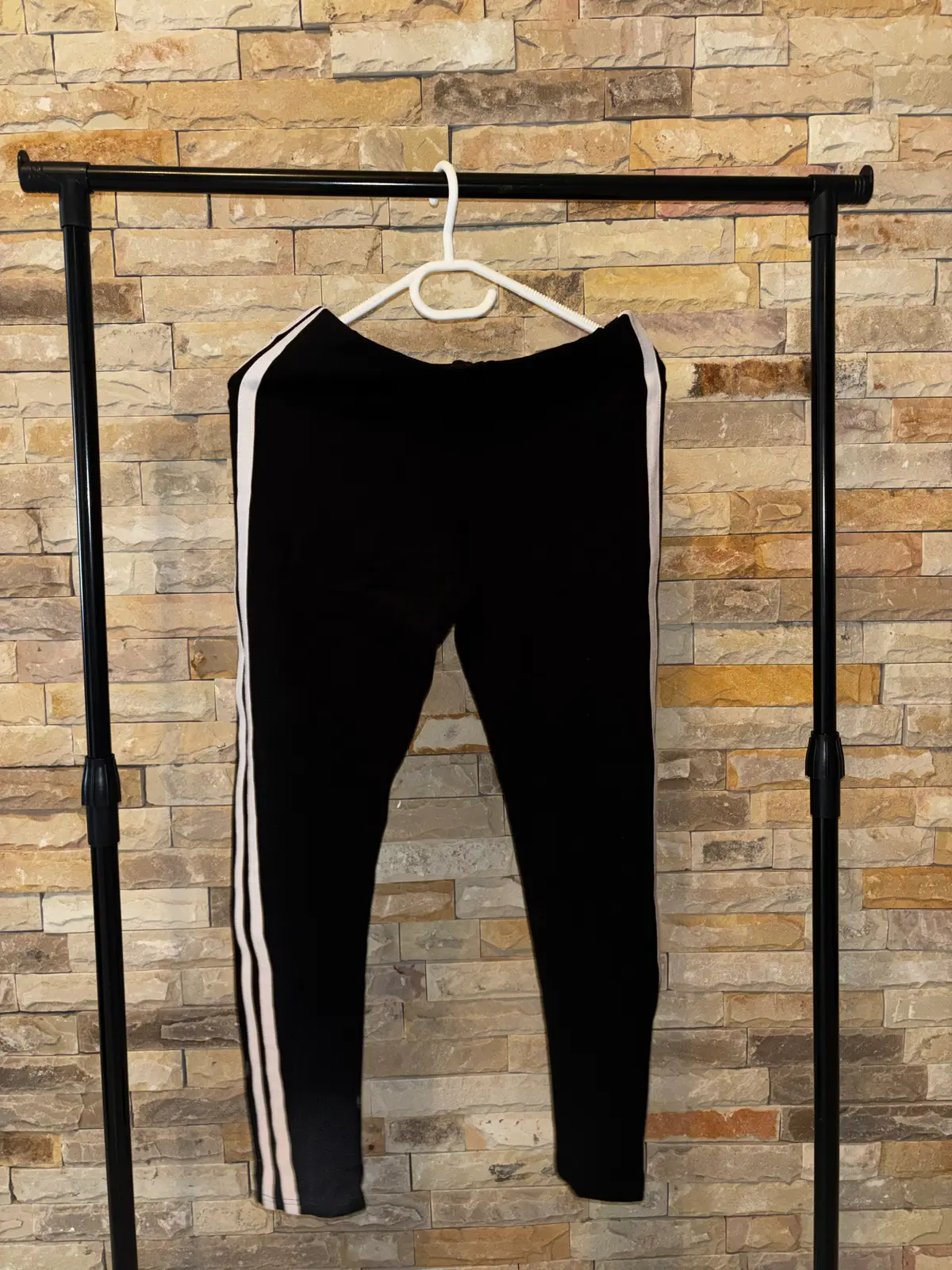 Cotton On Black Leggings with White Side Stripes