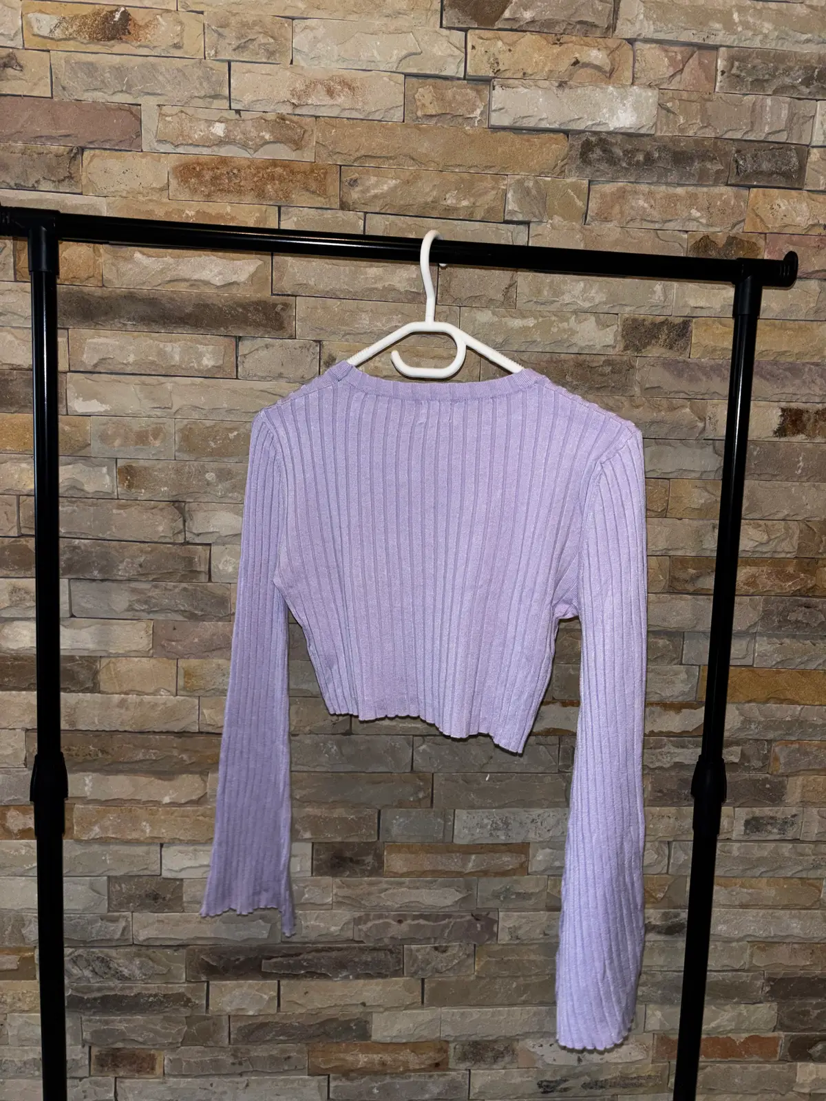 Cotton On Lilac Ribbed Long Sleeve Crop Top