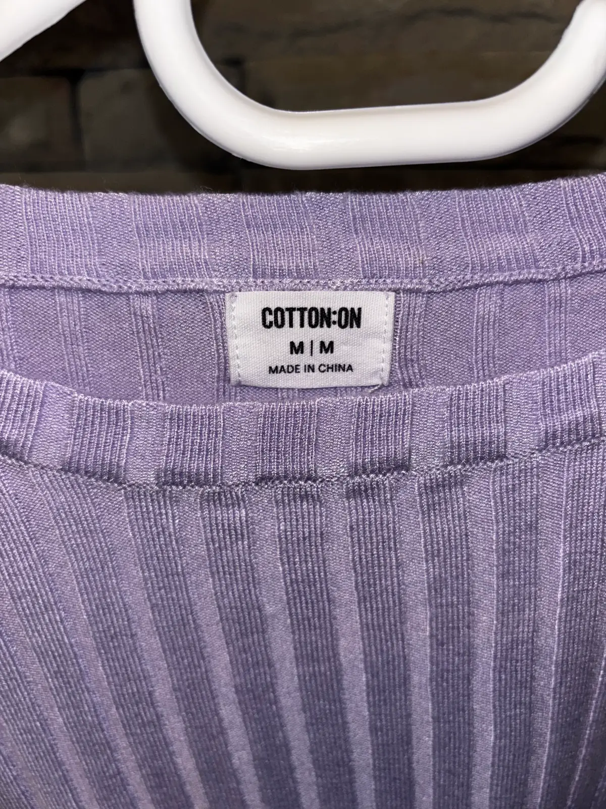Cotton On Lilac Ribbed Long Sleeve Crop Top