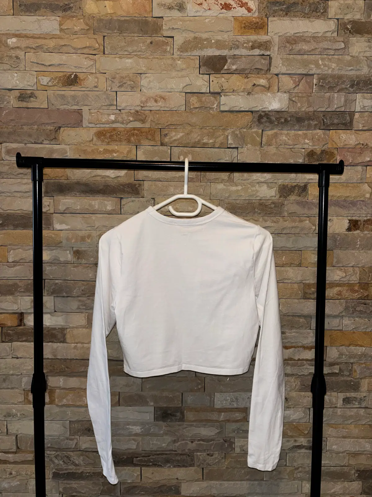 Cotton On White Micro Crop Long Sleeve Top