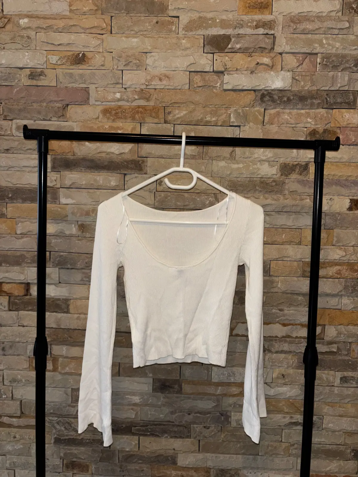 H&M Divided Ribbed Long Sleeve Top