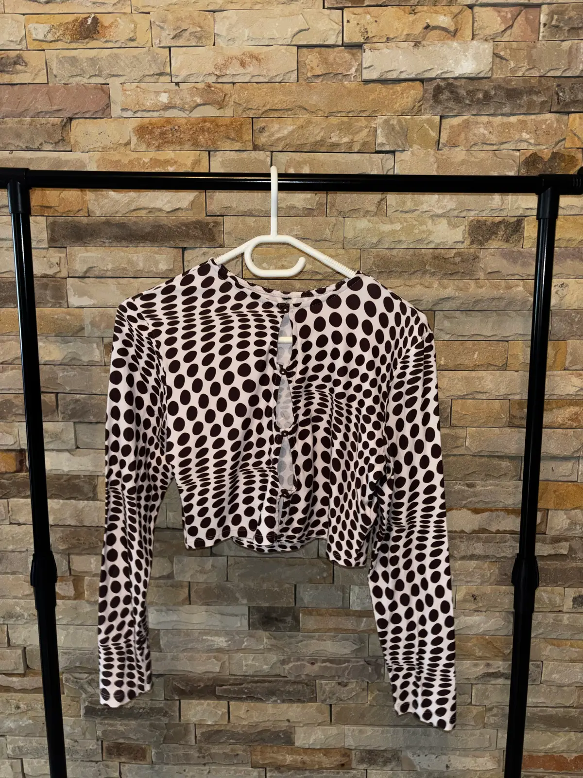 Black and White Optical Illusion Polka Dot Crop Top
