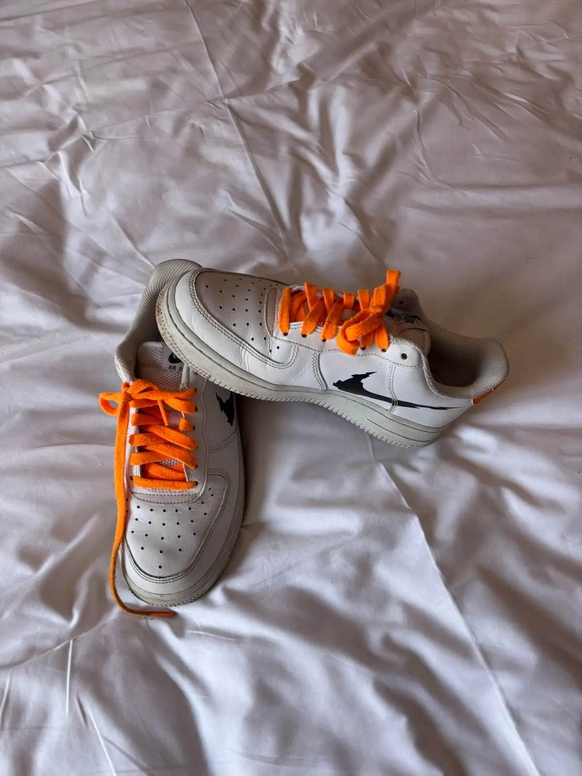 Nike Air Force 1 Low White with Custom Orange Laces