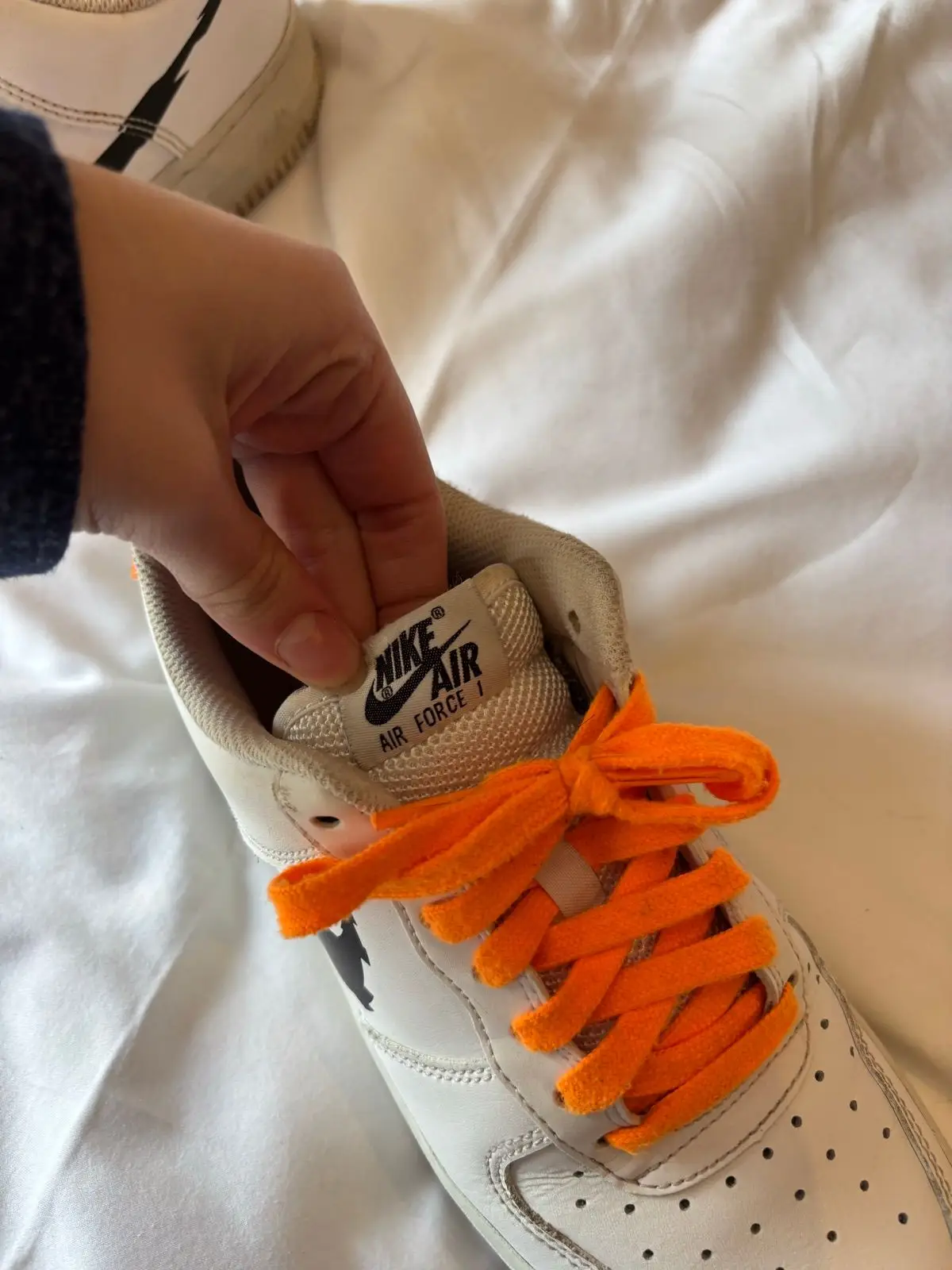 Nike Air Force 1 Low White with Custom Orange Laces