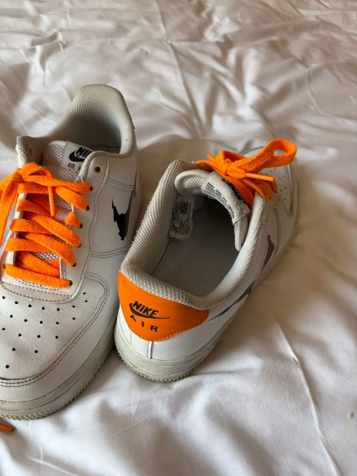 Nike Air Force 1 Low White with Custom Orange Laces