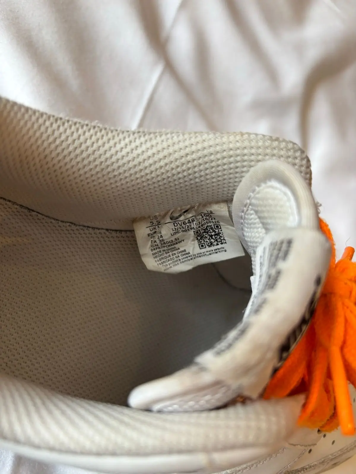 Nike Air Force 1 Low White with Custom Orange Laces
