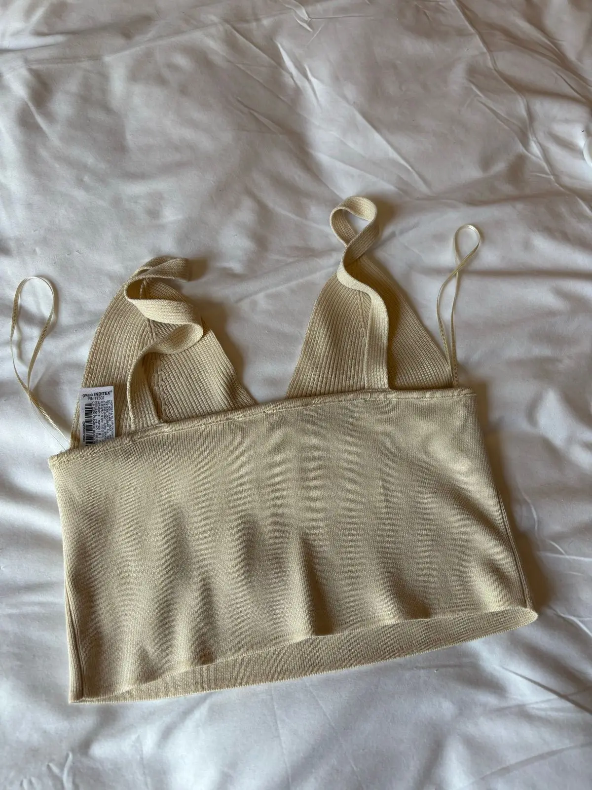 Zara Beige Ribbed Knit Camisole Top