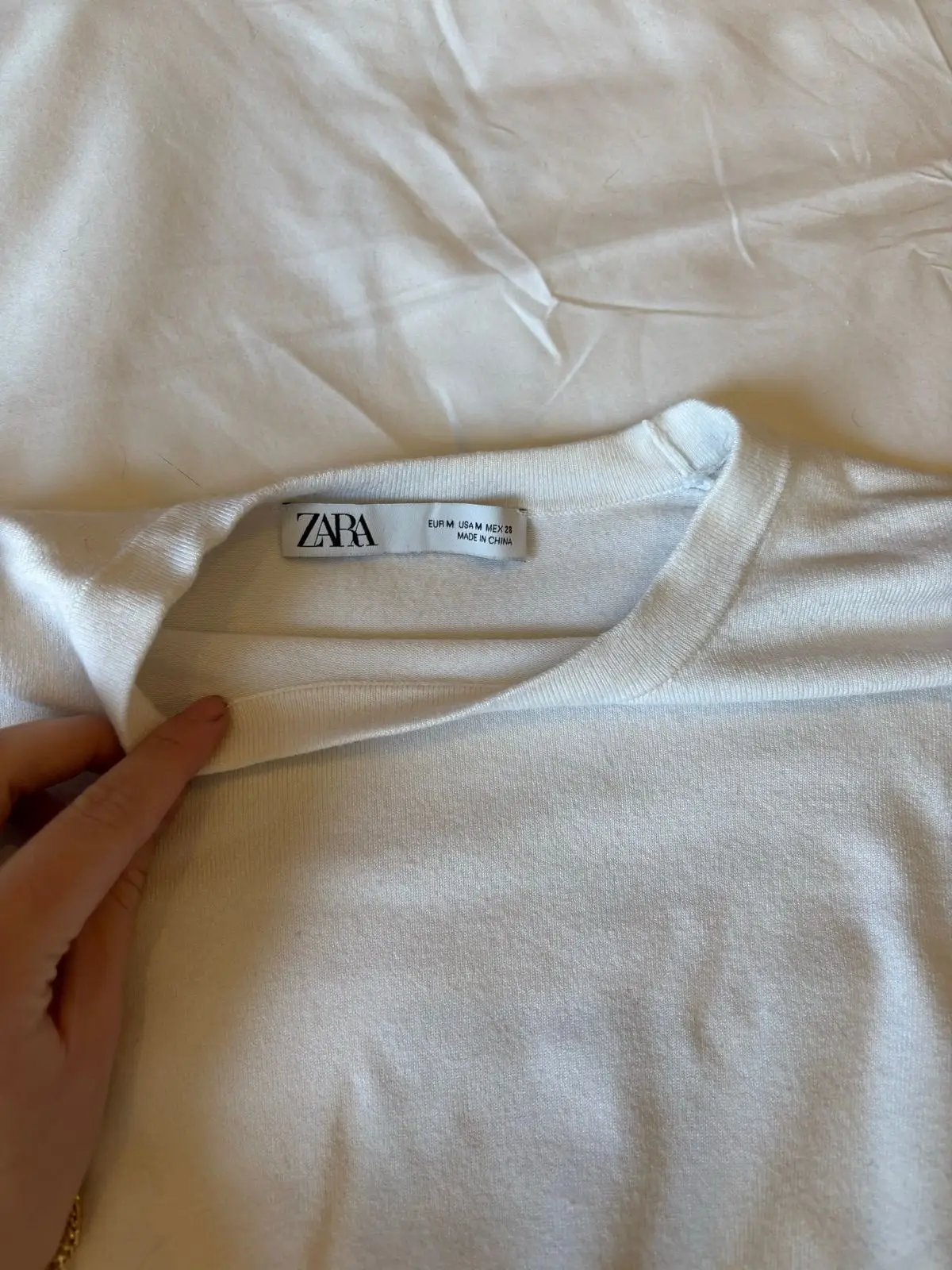 Zara White Long Sleeve Top with Button Cuffs