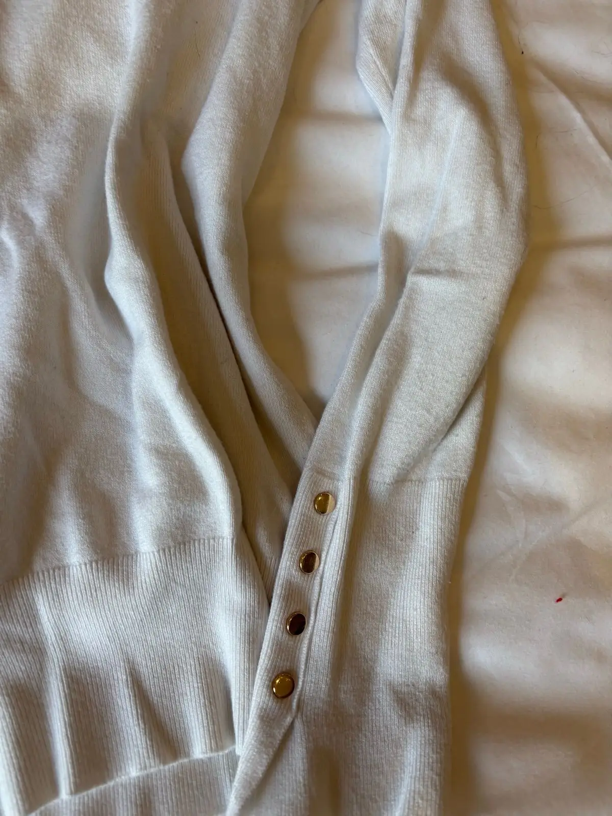 Zara White Long Sleeve Top with Button Cuffs