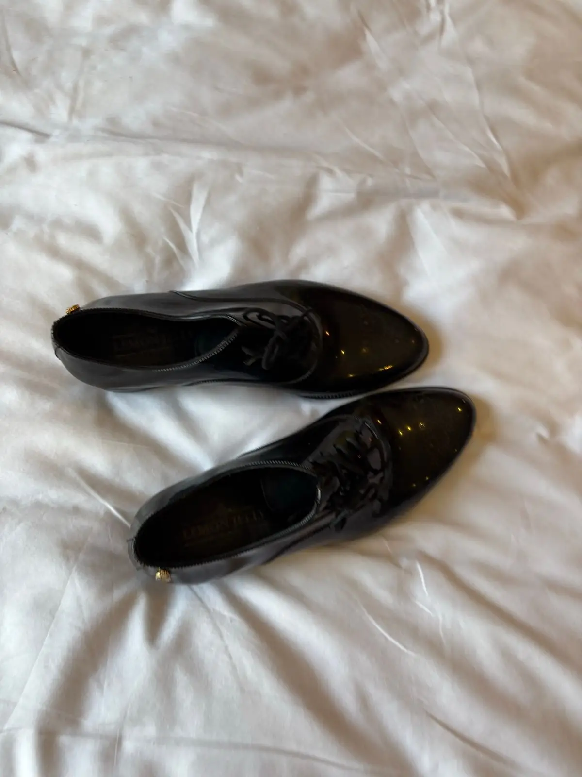 Local design Lemon Jelly Black Patent Lace-Up Oxford Shoes