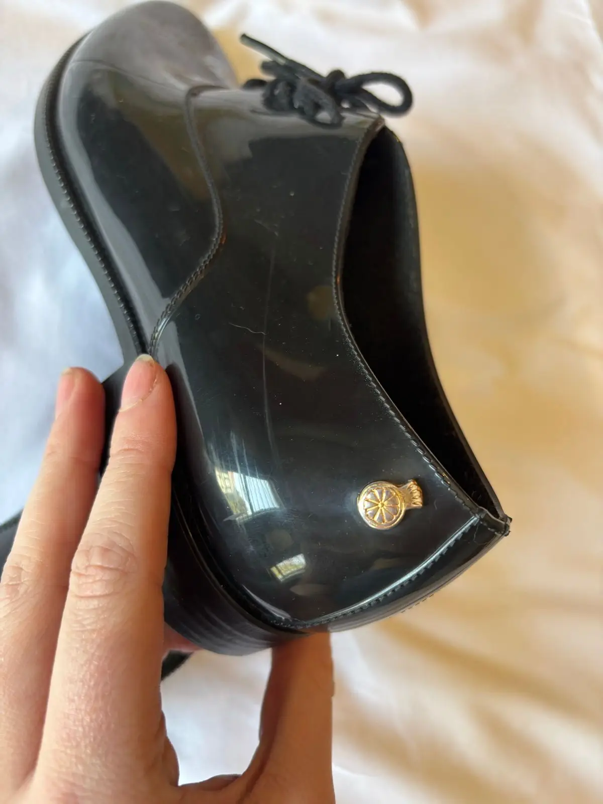 Lemon Jelly Black Patent Lace-Up Oxford Shoes