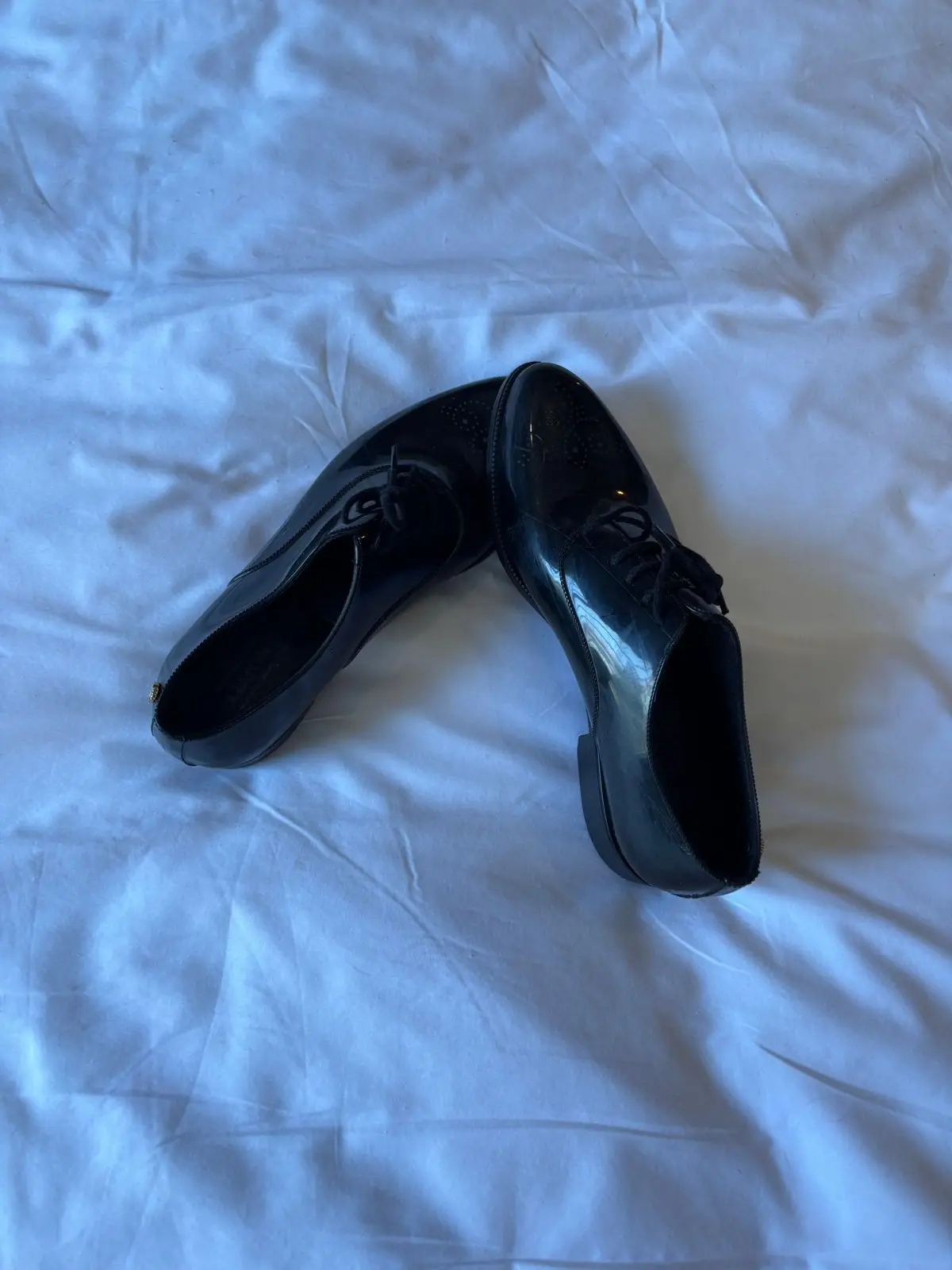 Lemon Jelly Black Patent Lace-Up Oxford Shoes