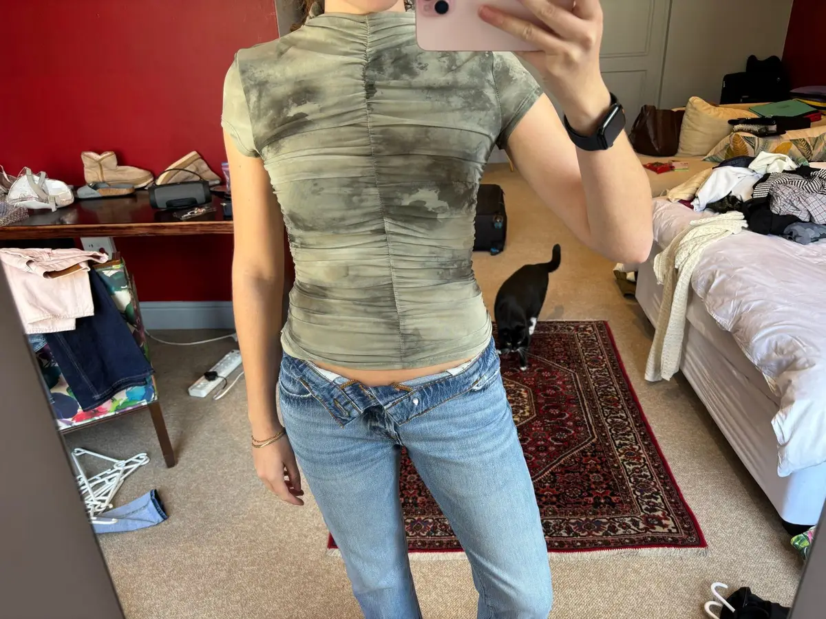 Zara Green Tie-Dye Ruched Top