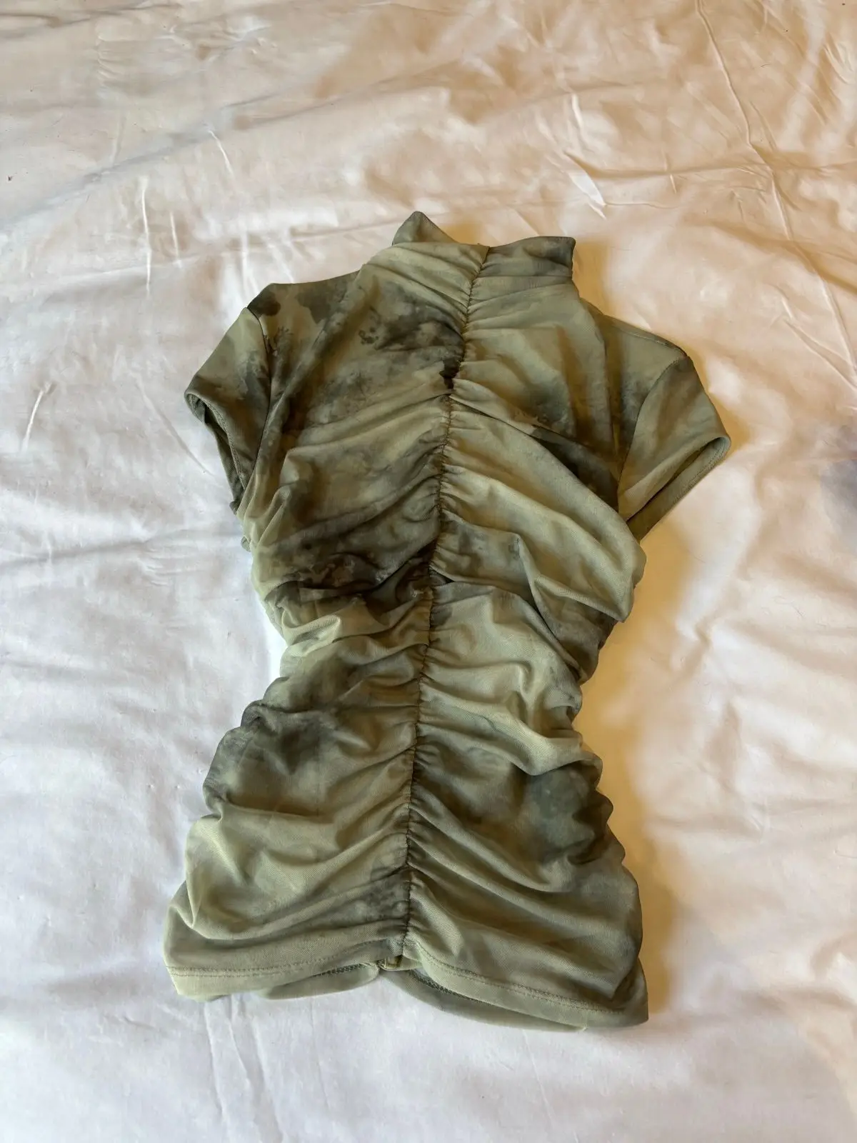 Zara Green Tie-Dye Ruched Top