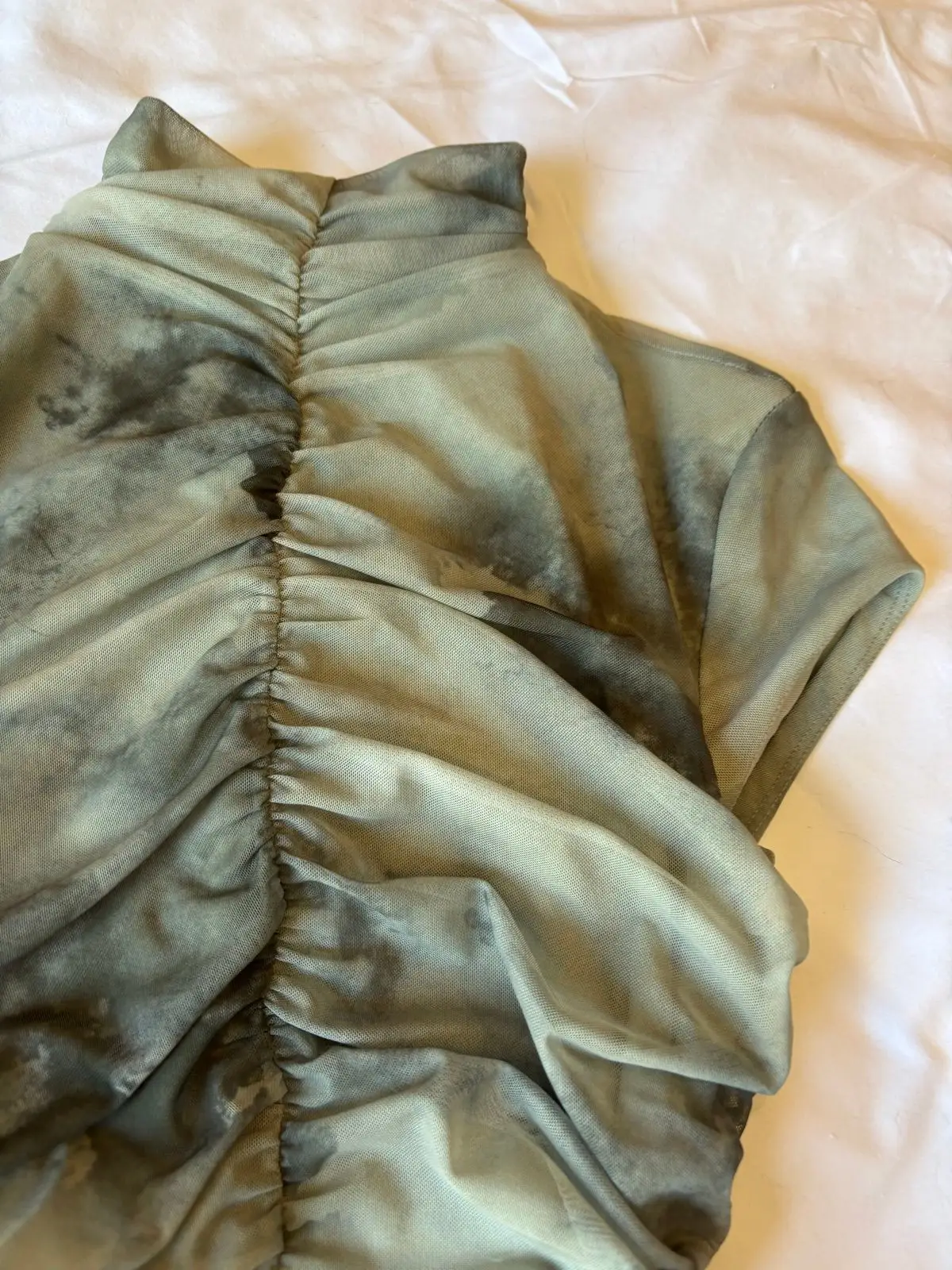 Zara Green Tie-Dye Ruched Top