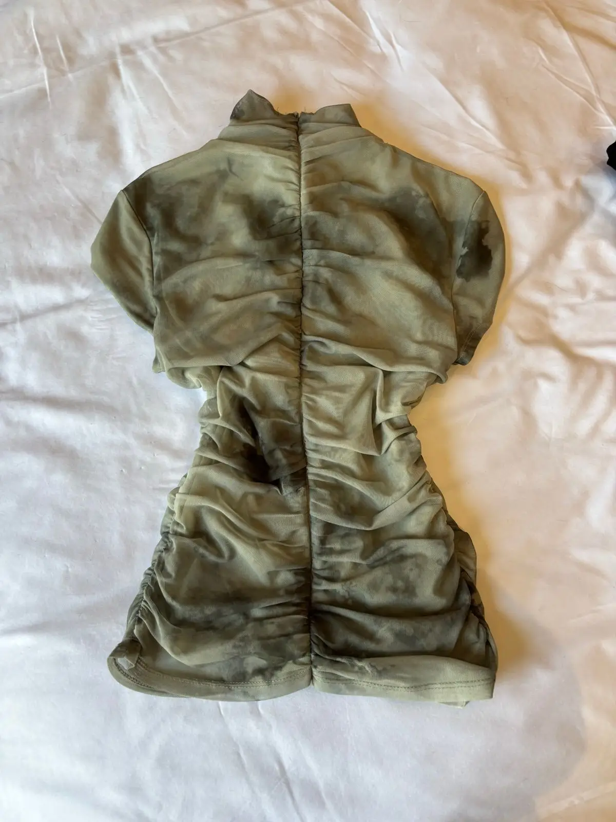 Zara Green Tie-Dye Ruched Top