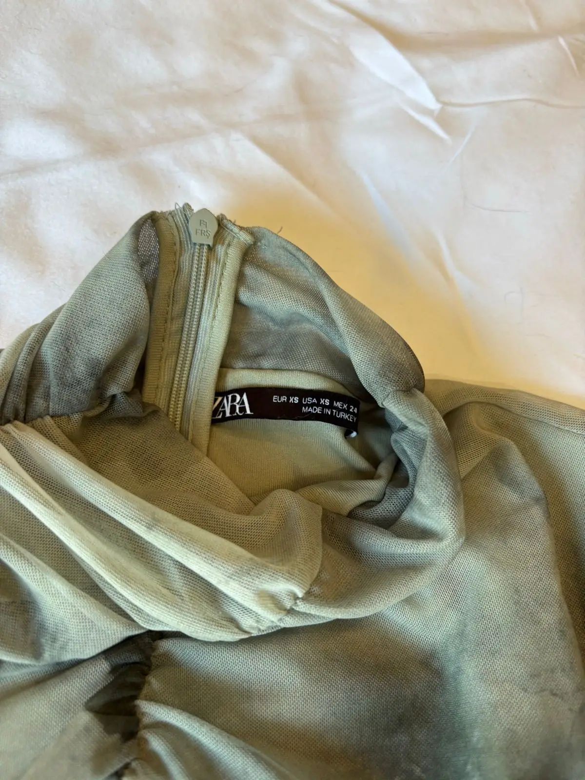 Zara Green Tie-Dye Ruched Top
