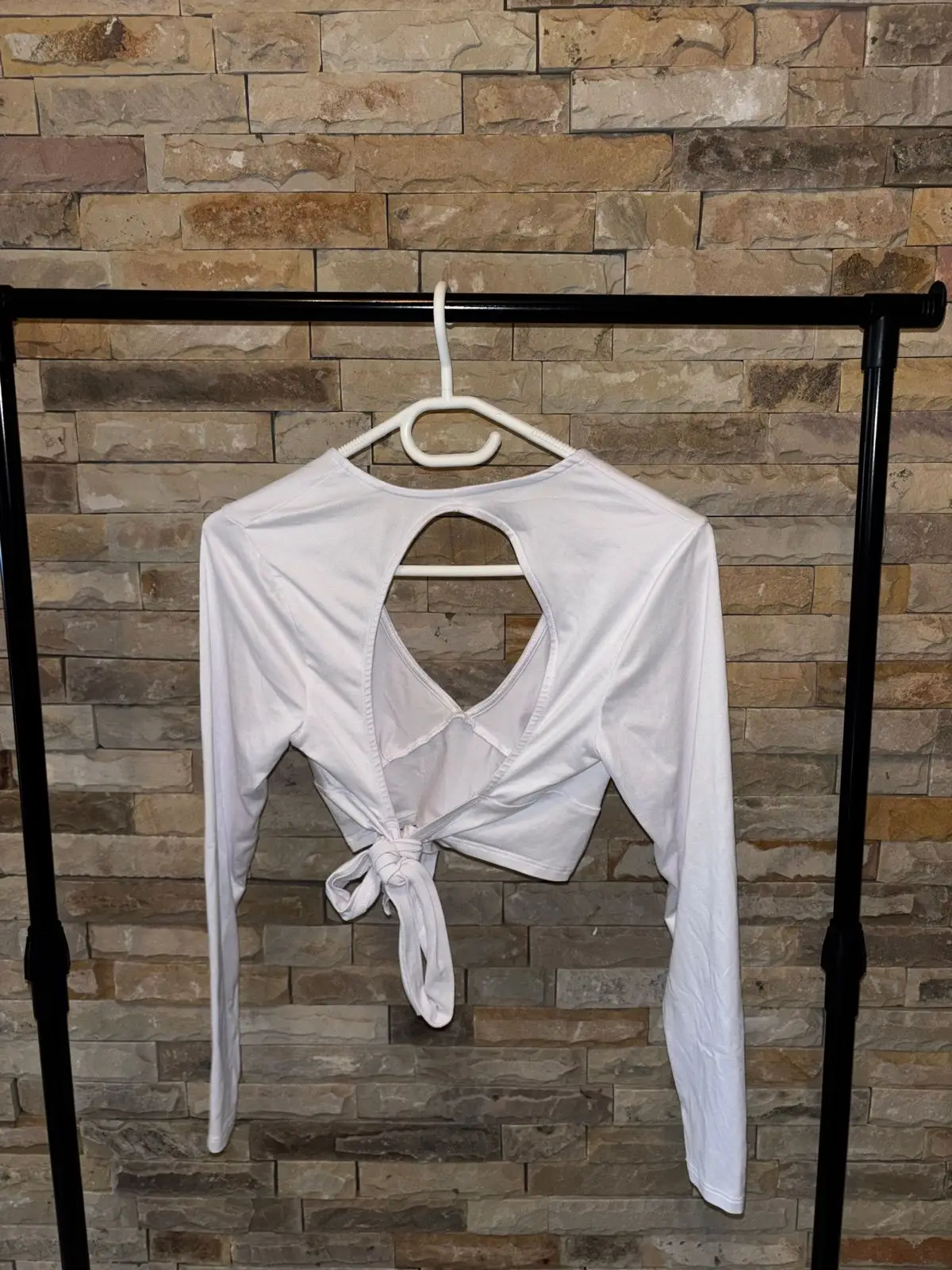 The Fix White Long Sleeve Cutout Crop Top