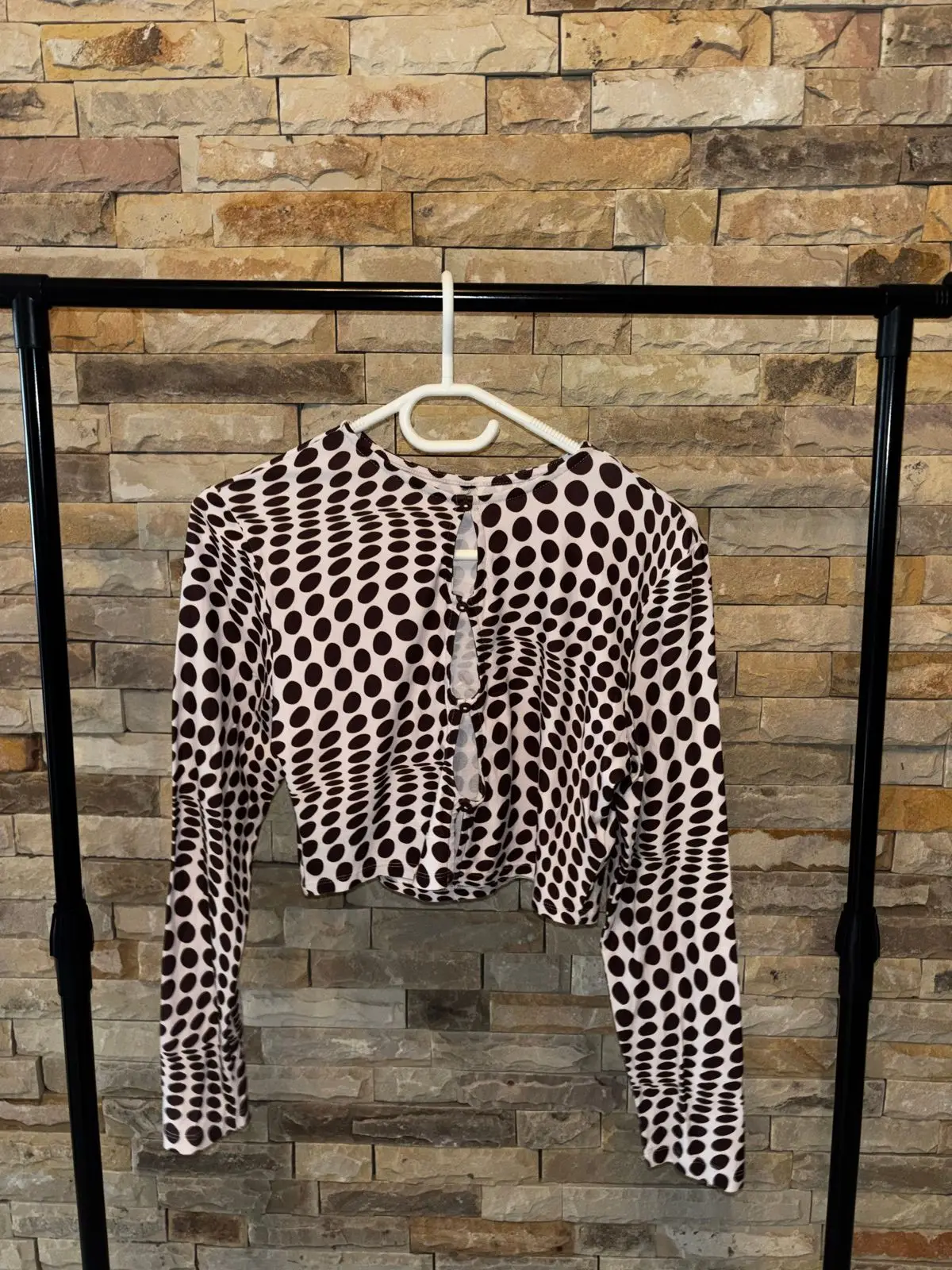 The Fix Optical Illusion Polka Dot Cropped Top