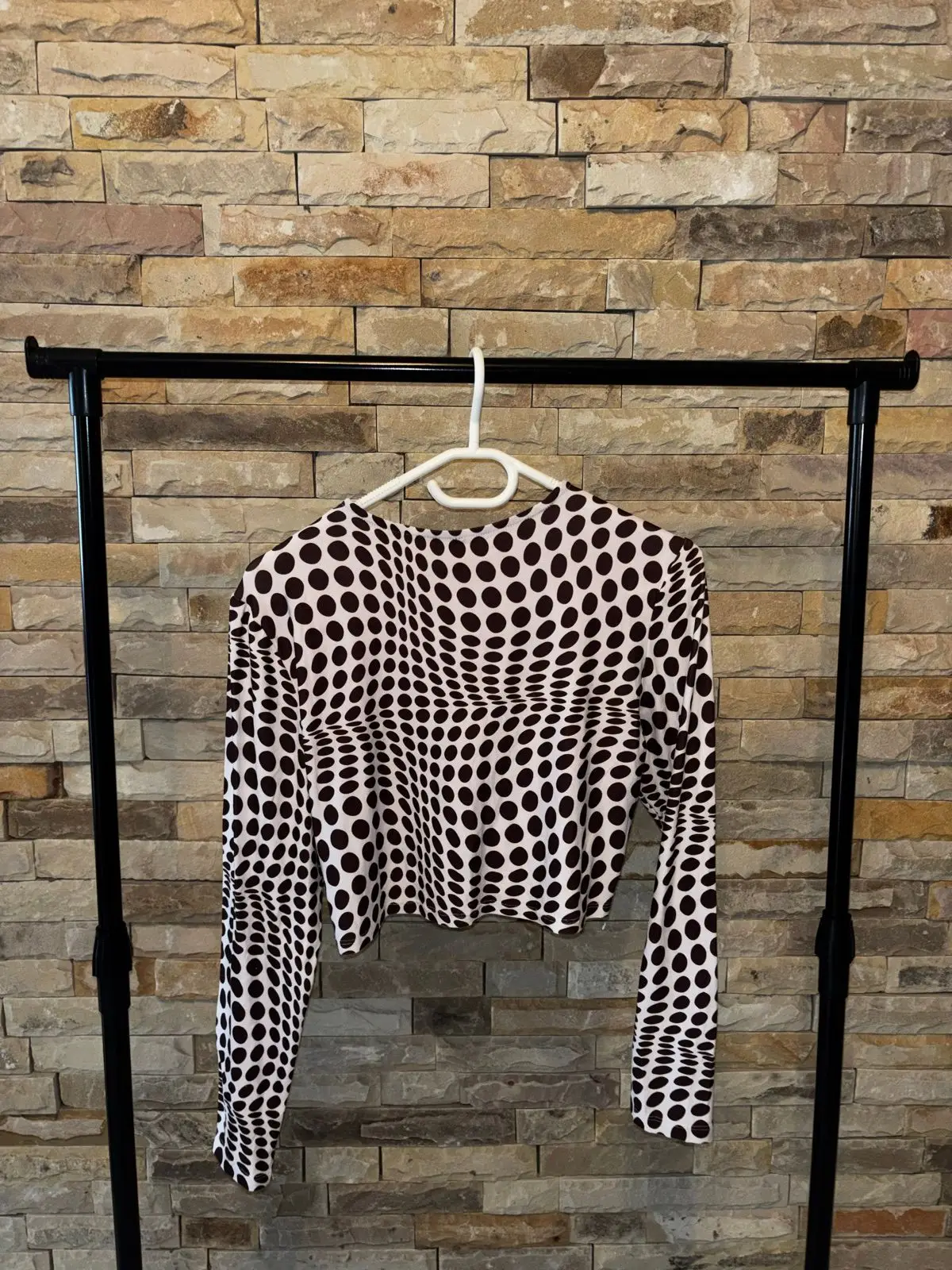 The Fix Optical Illusion Polka Dot Cropped Top