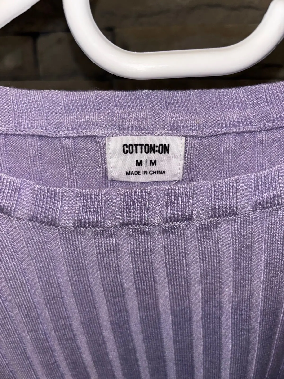 Cotton On Lilac Ribbed Long Sleeve Crop Top