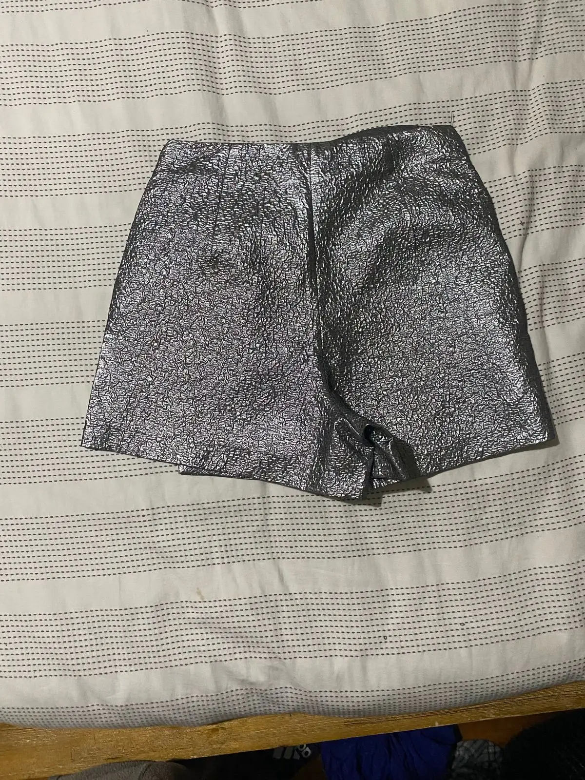 Zara Metallic Silver Wrap Skort