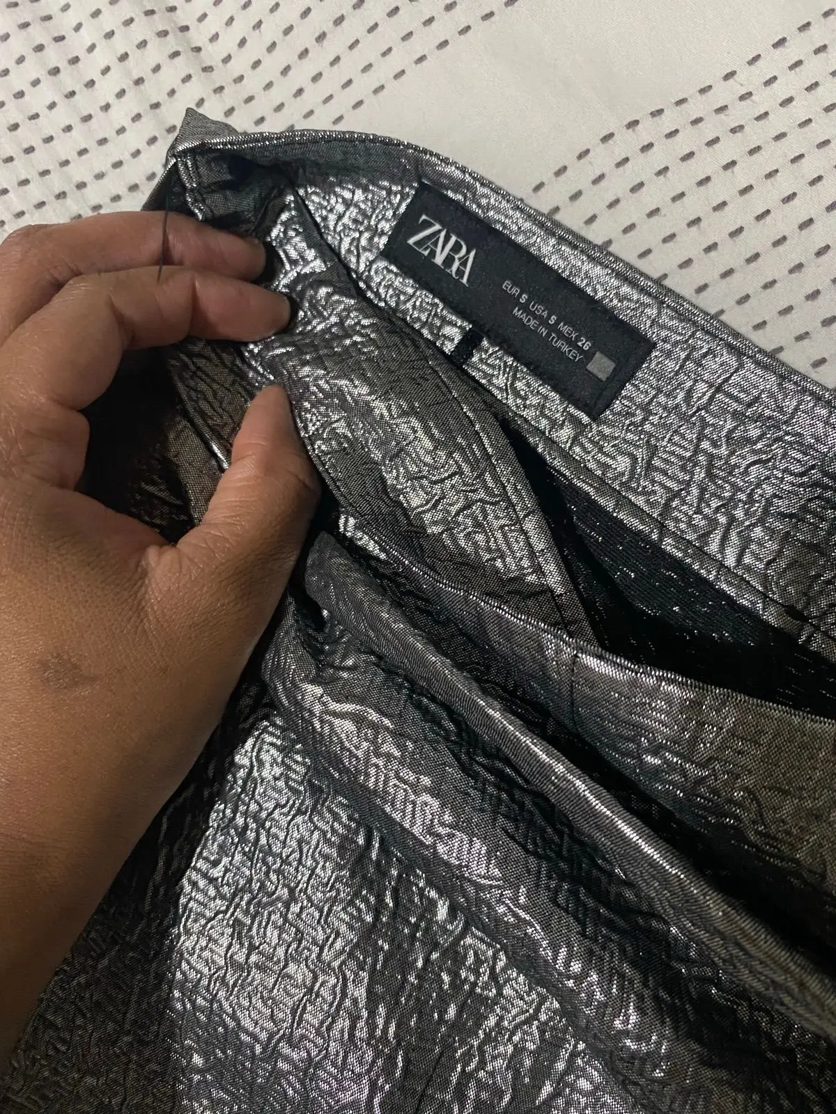 Zara Metallic Silver Wrap Skort