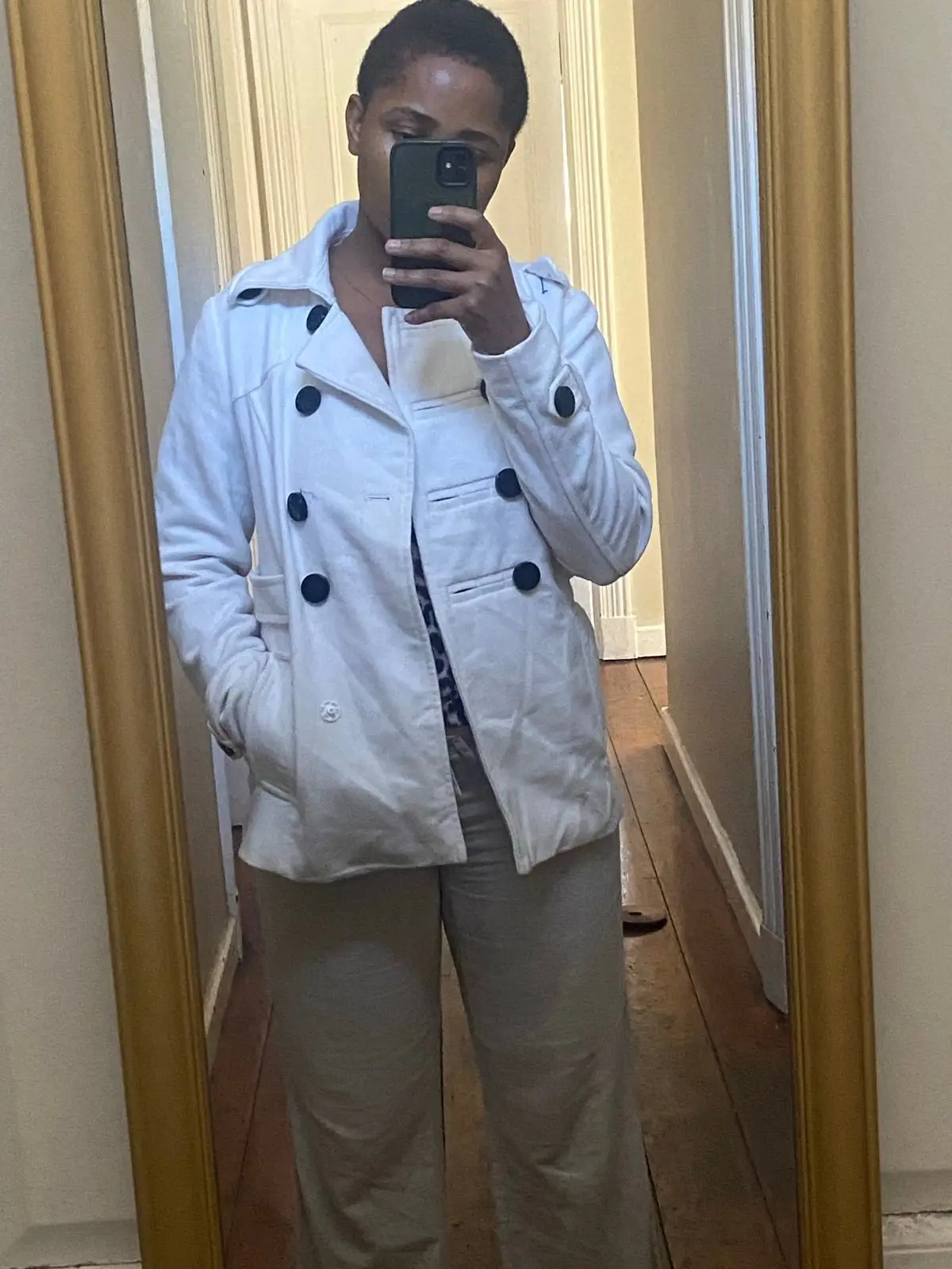 White Double-Breasted Pea Coat