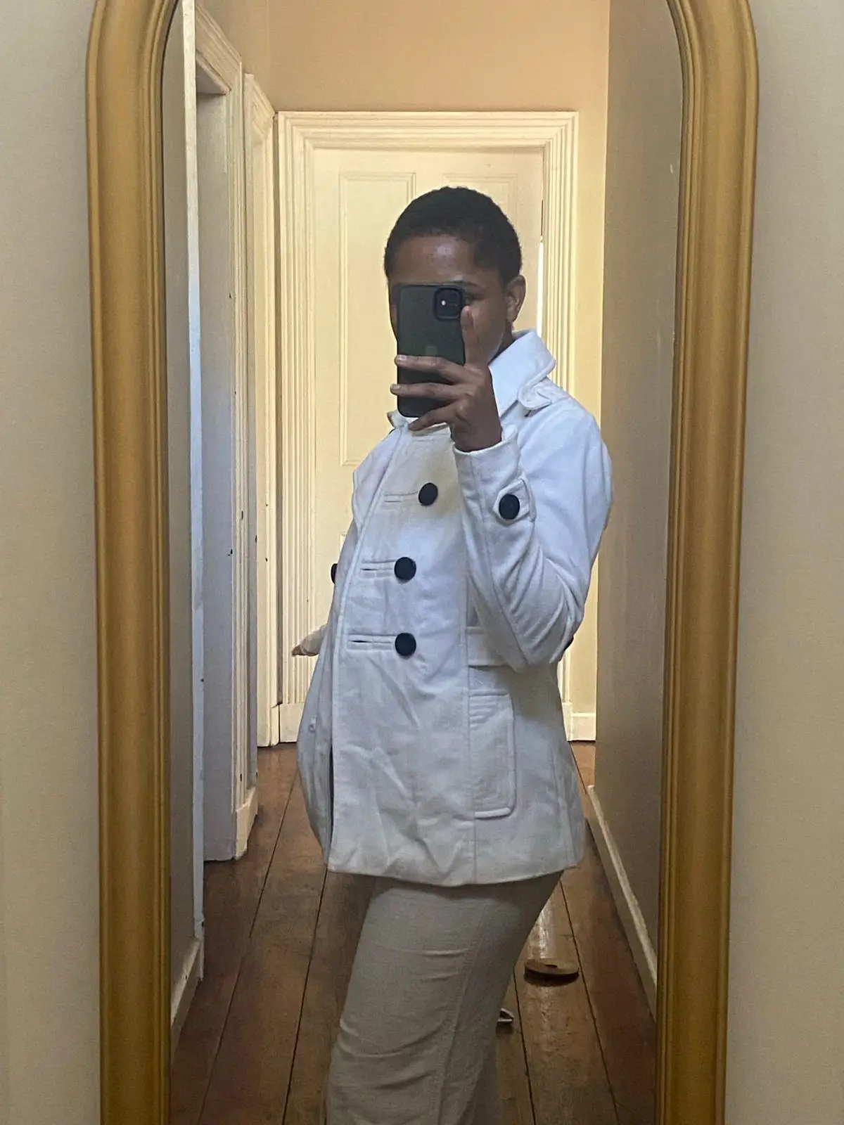 White Double-Breasted Pea Coat
