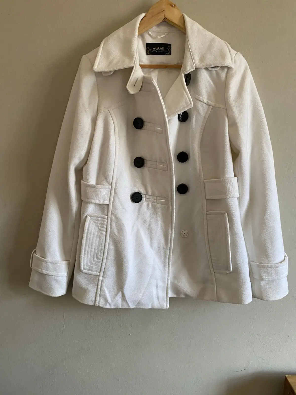 White Double-Breasted Pea Coat