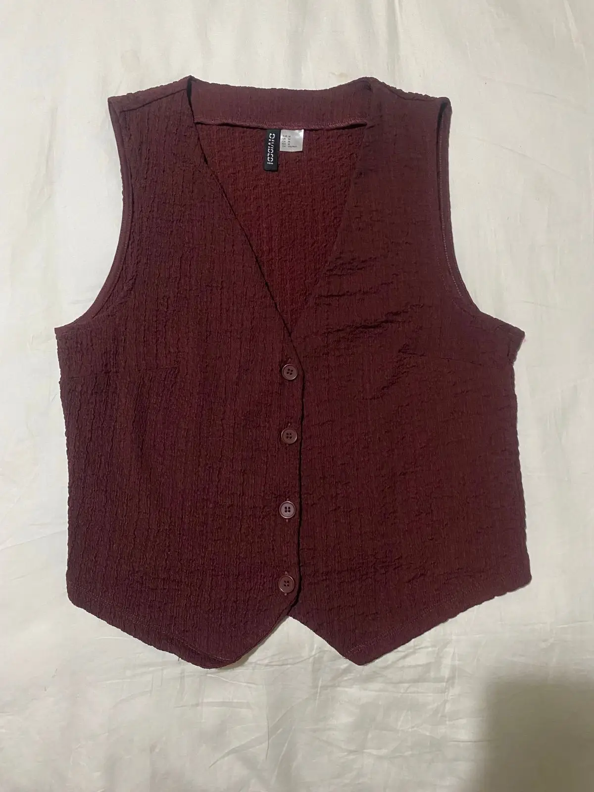 H&M Divided Maroon Textured Waistcoat