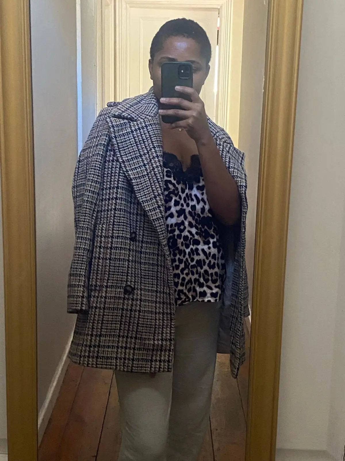 Plaid Double-Breasted Winter Coat