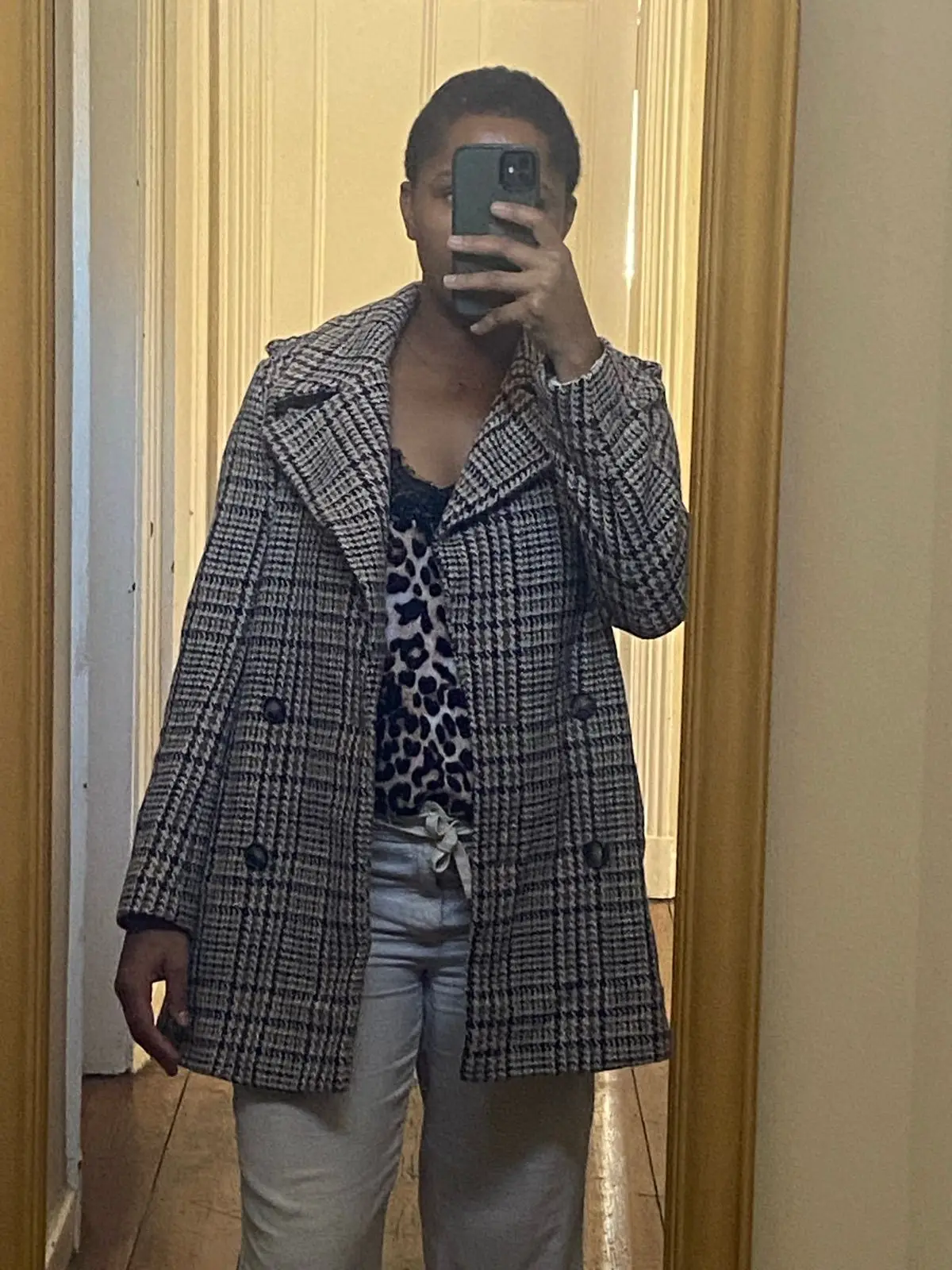 Plaid Double-Breasted Winter Coat
