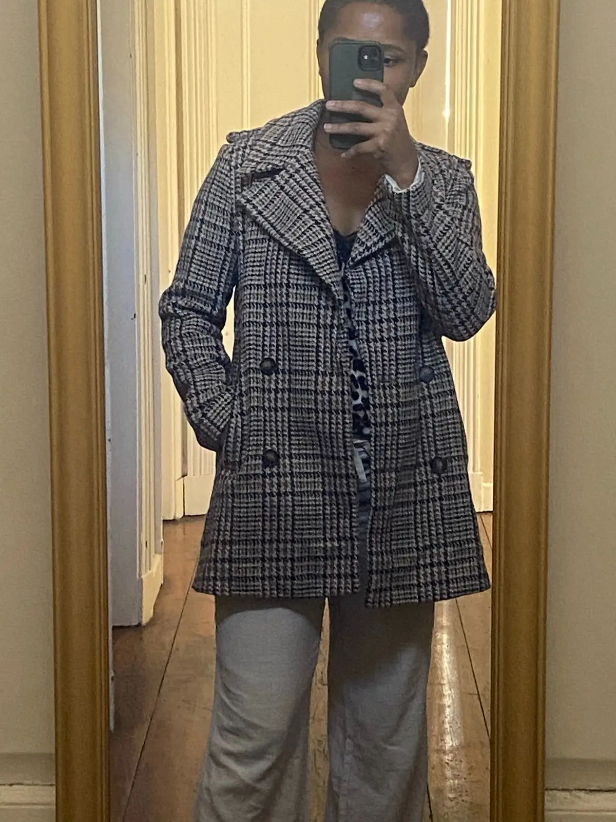 Plaid Double-Breasted Winter Coat