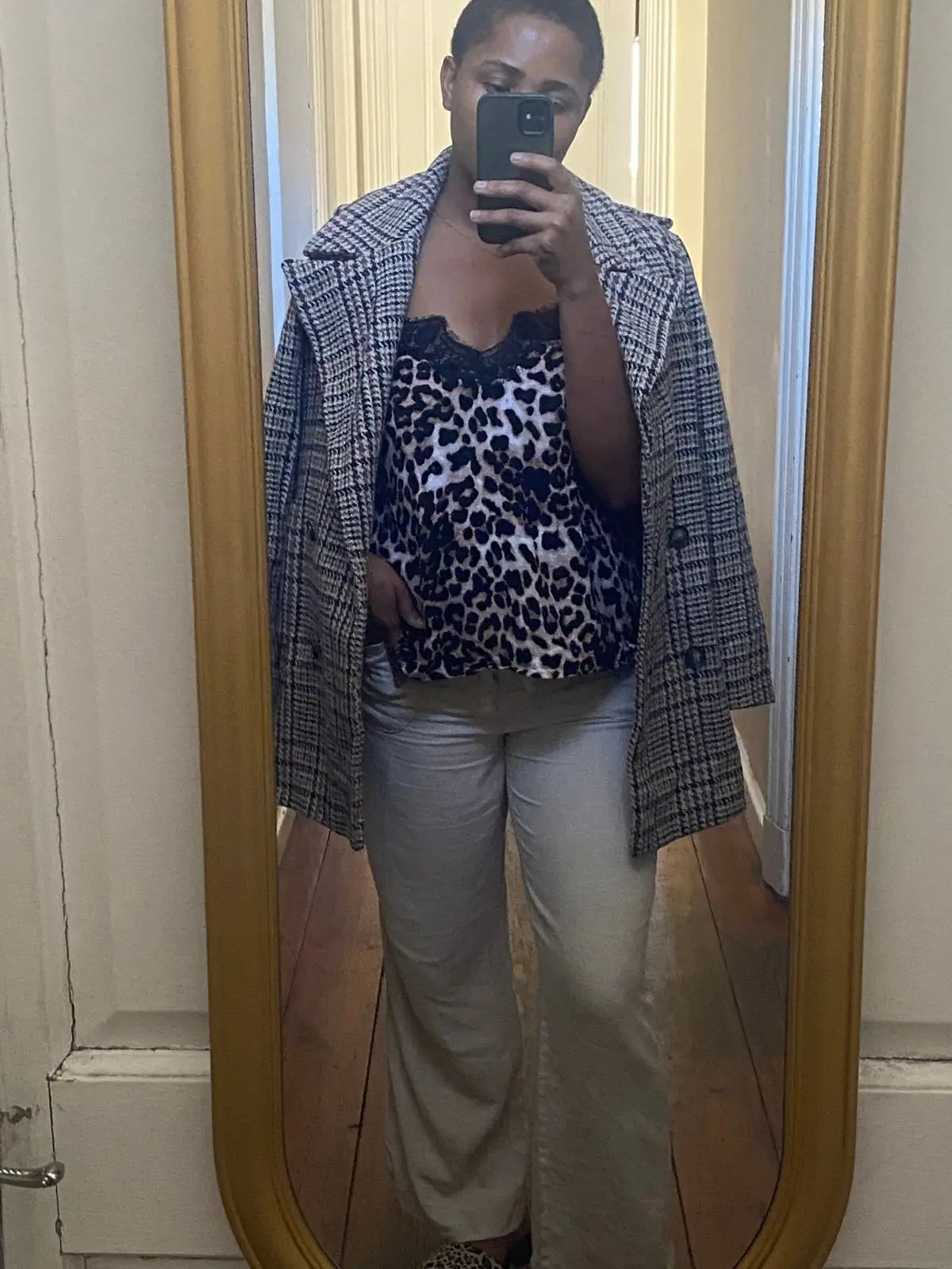 Plaid Double-Breasted Winter Coat
