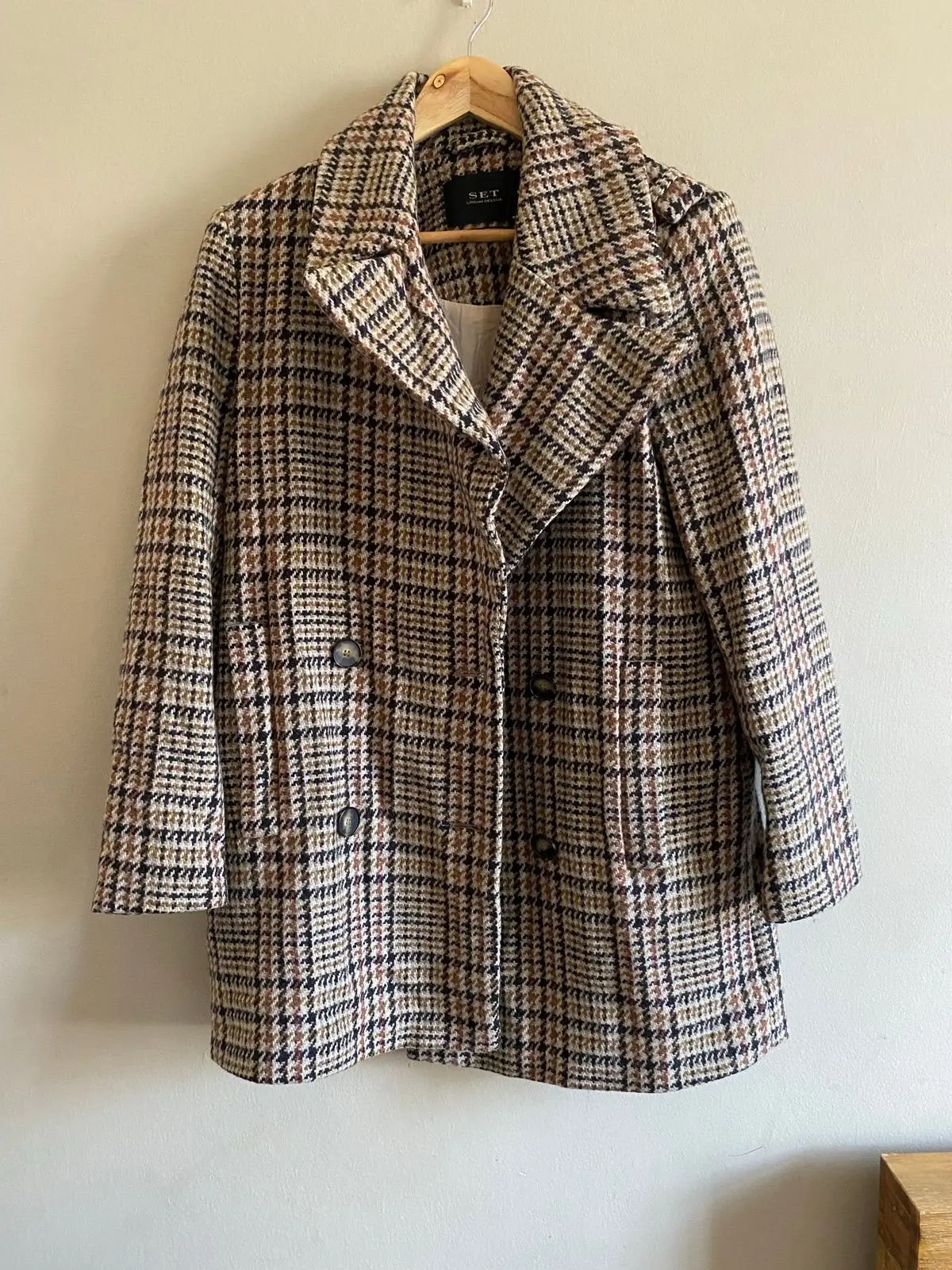 Plaid Double-Breasted Winter Coat