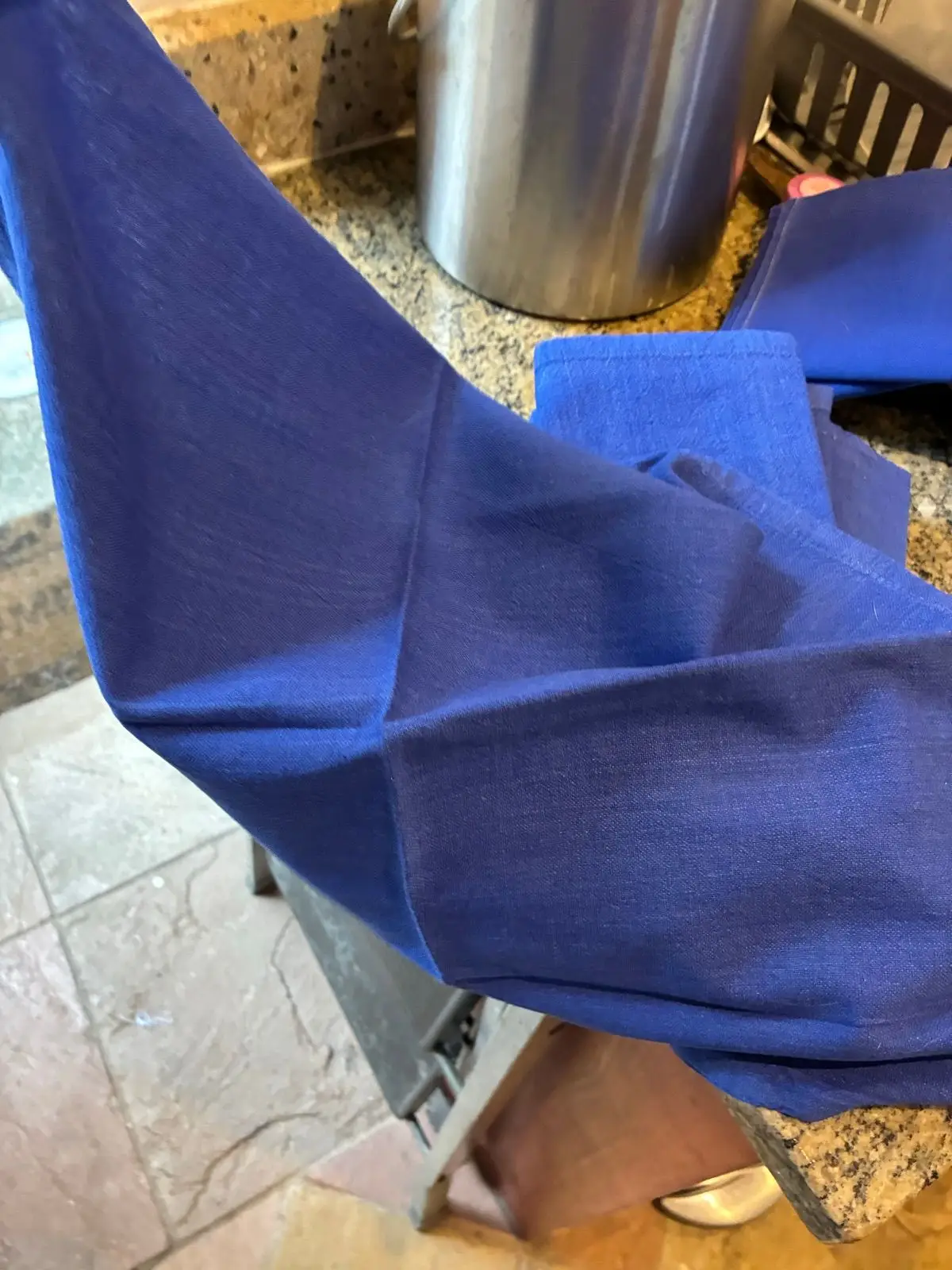 Set of Blue Fabric Kitchen Napkins