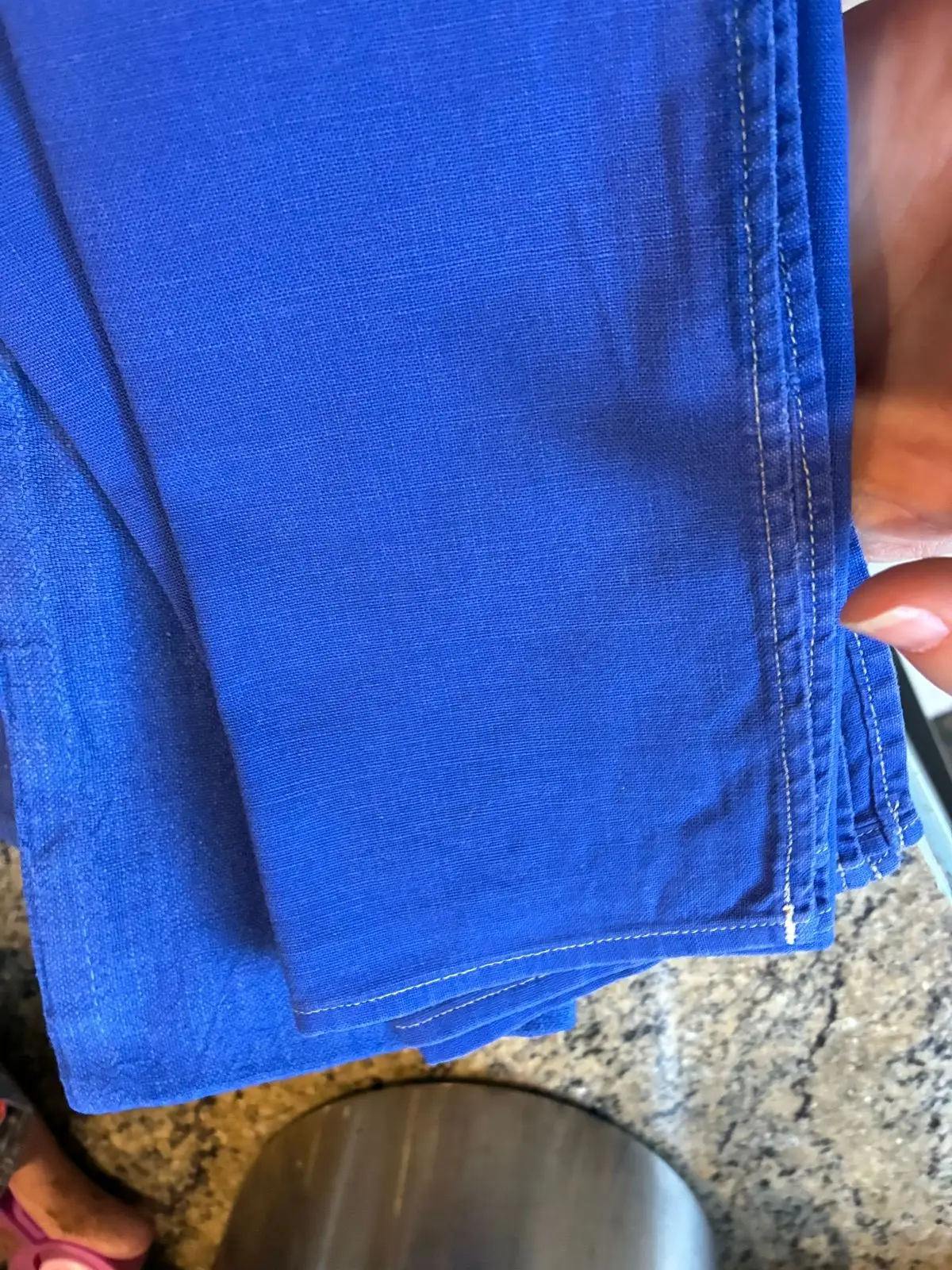 Set of Blue Fabric Kitchen Napkins