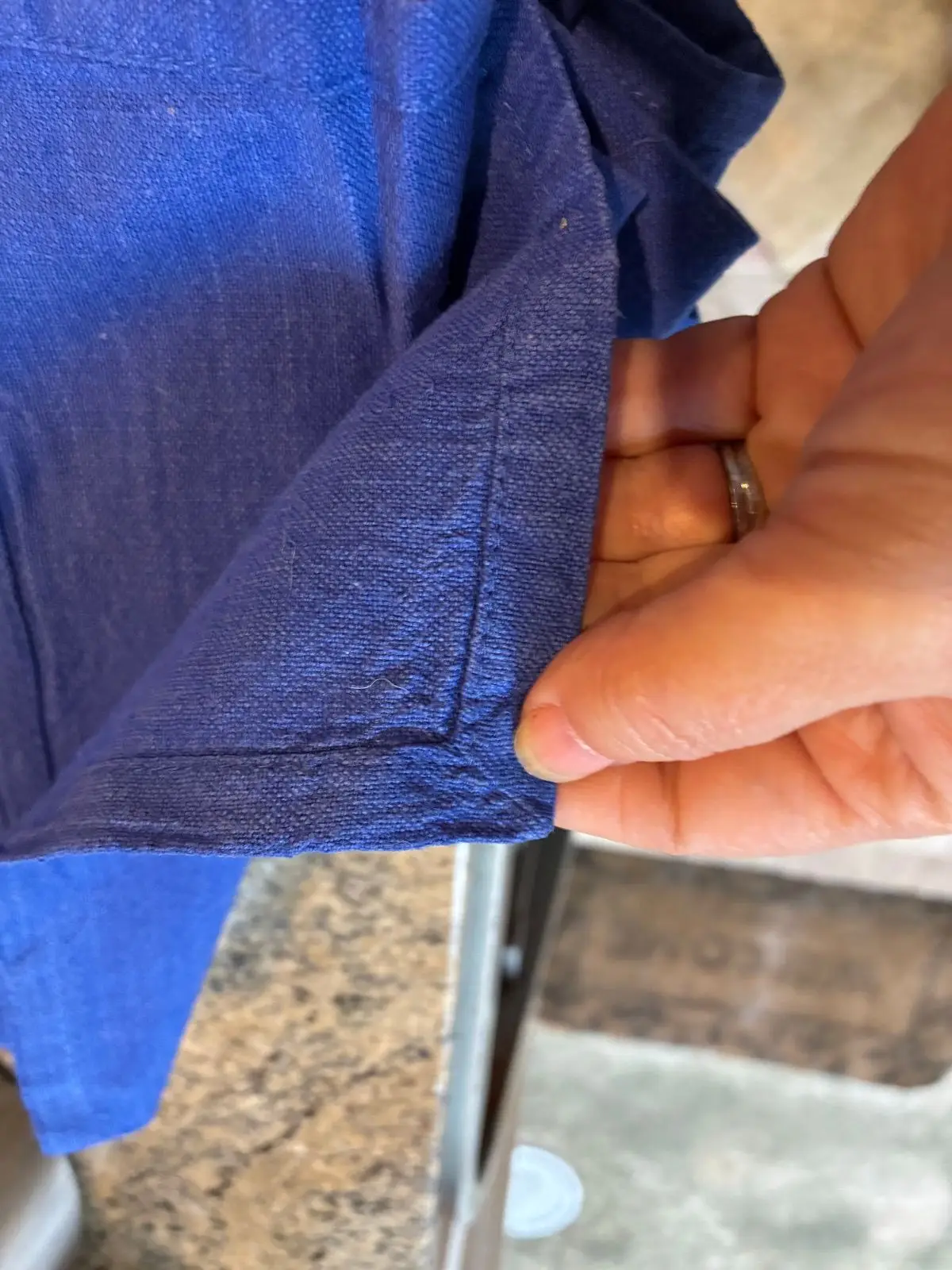 Set of Blue Fabric Kitchen Napkins