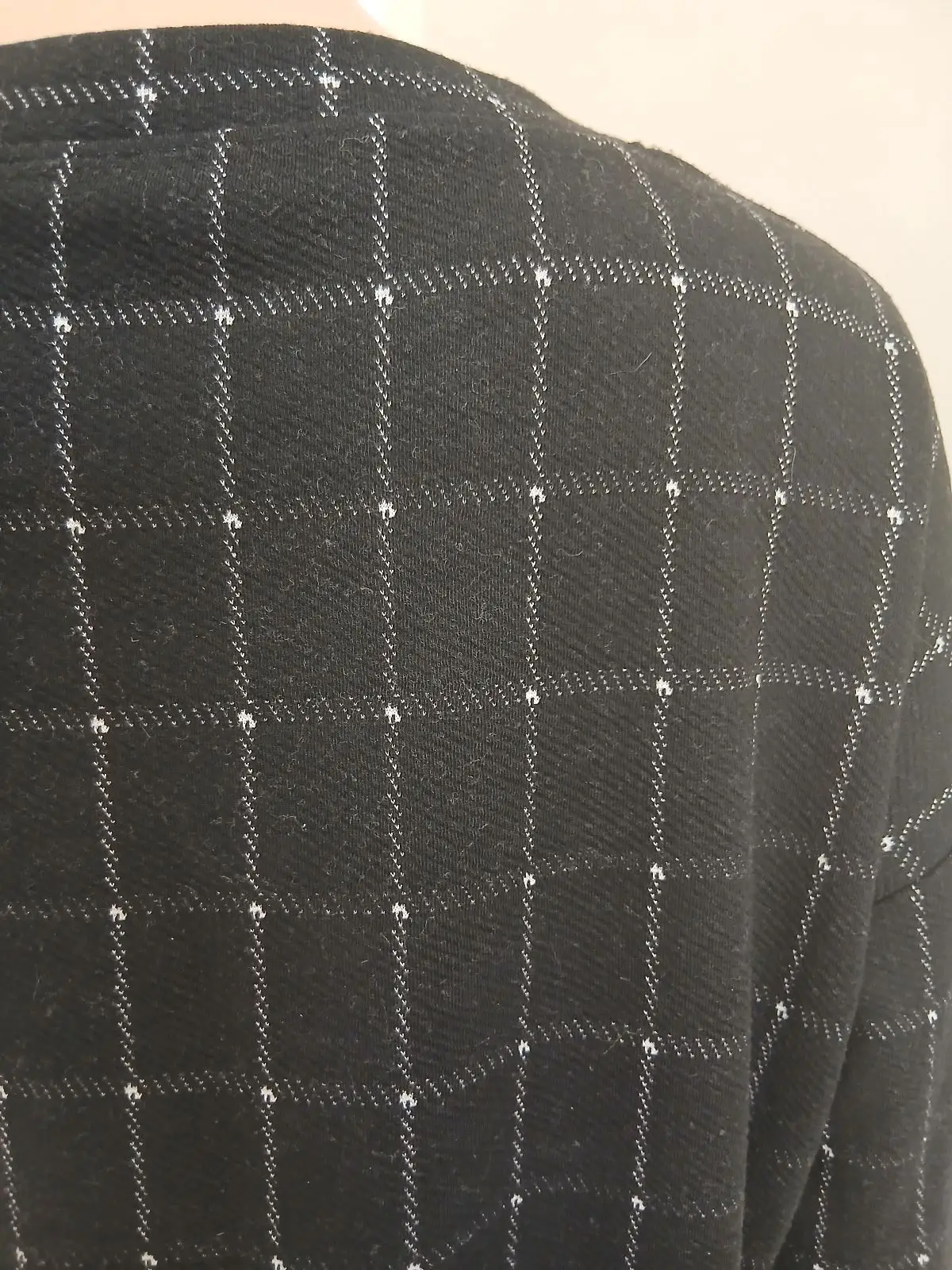 Woolworths Black Grid Pattern Long Sleeve Top