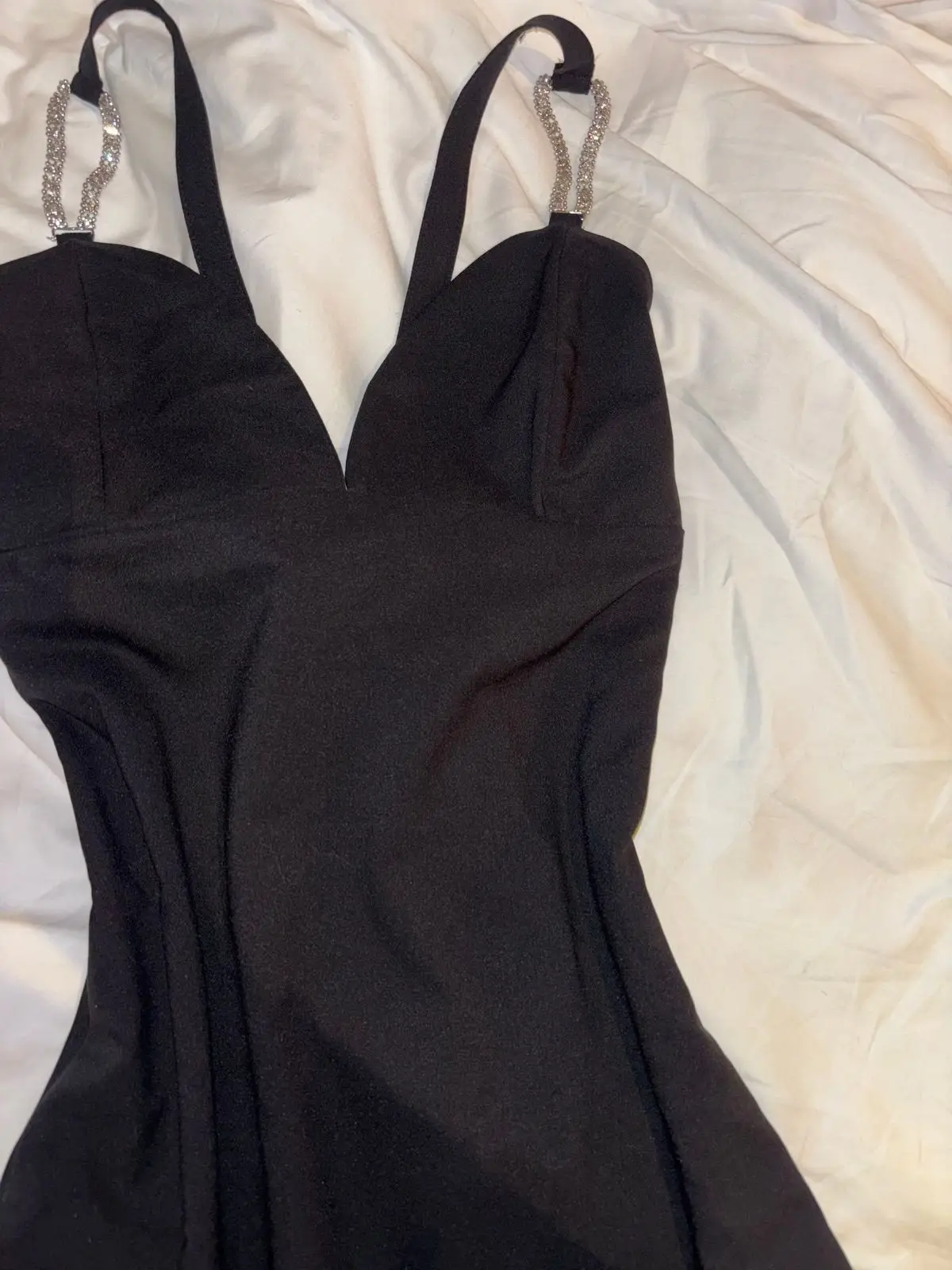 Zara Black Dress with Rhinestone Straps