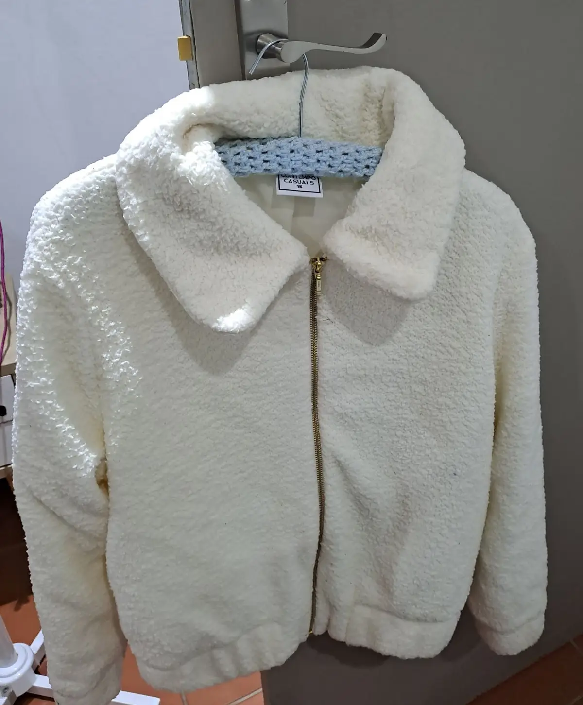 Contempo Casuals Cream Fleece Zip Jacket