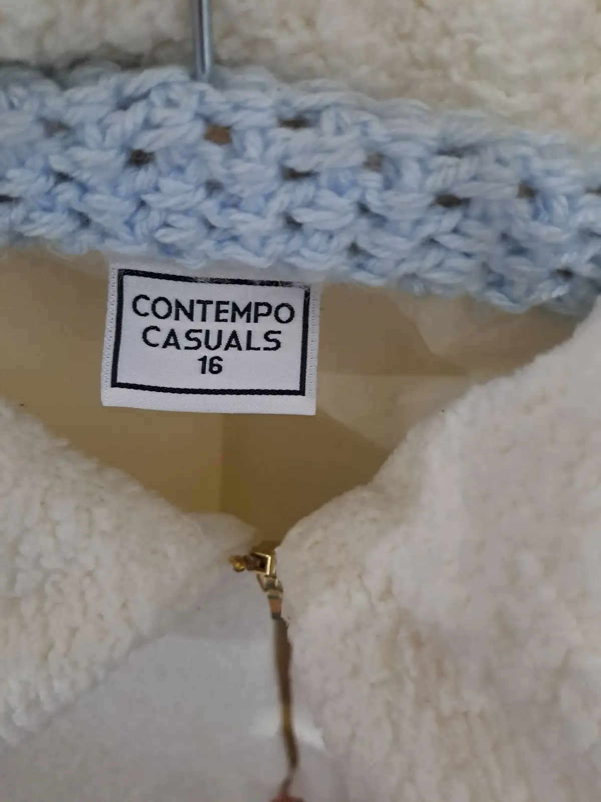 Contempo Casuals Cream Fleece Zip Jacket