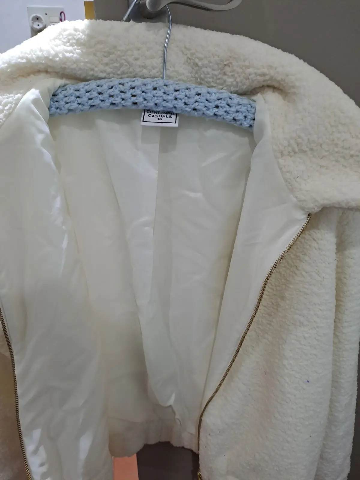 Contempo Casuals Cream Fleece Zip Jacket
