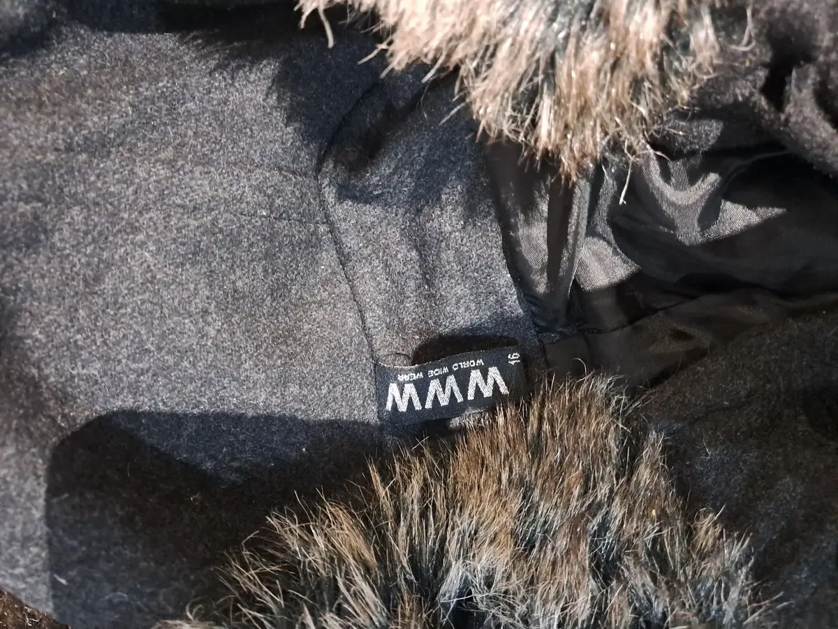 Dark Grey Duffle Coat with Faux-Fur Hood