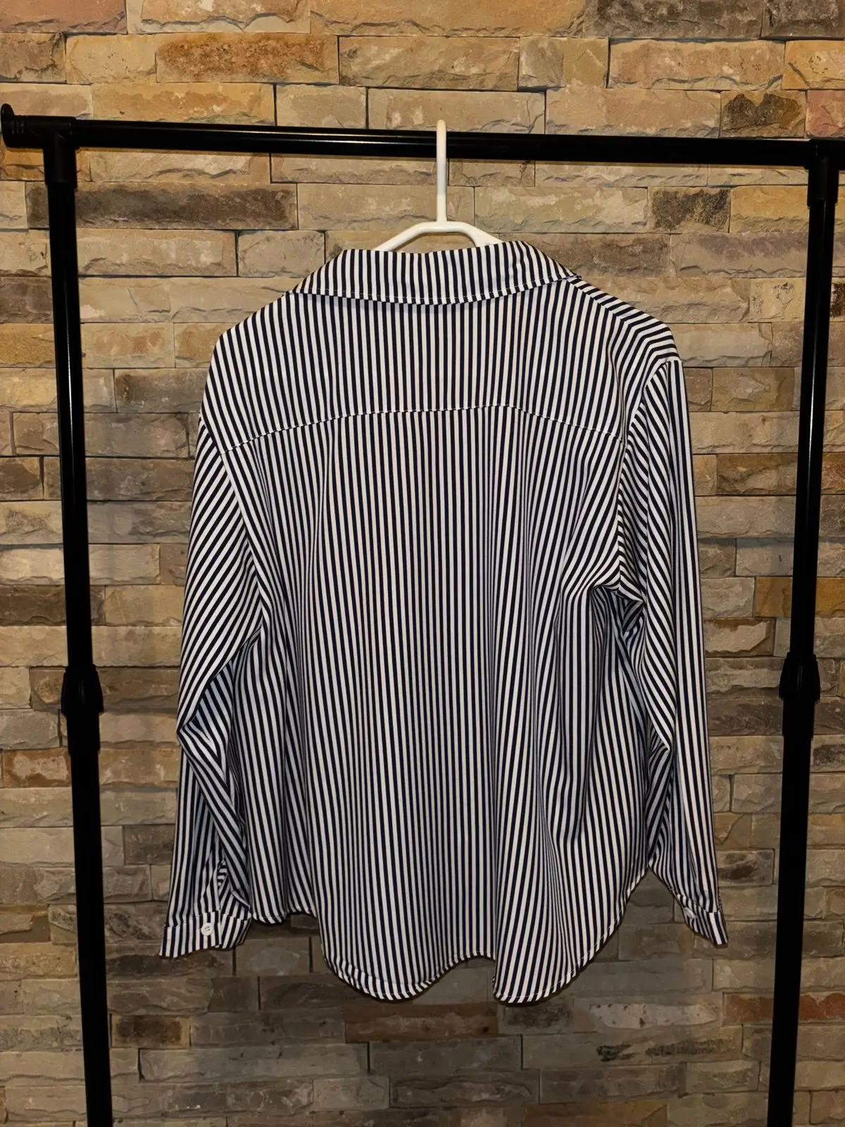 Shein Black and White Striped Long-Sleeve Shirt