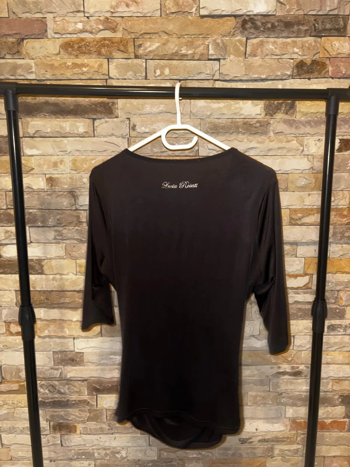 Black Cowl Neck Three-Quarter Sleeve Top